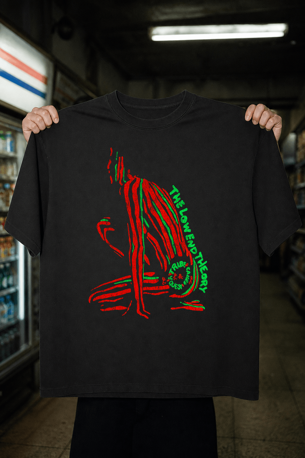 1991 TRIBE CALLED QUEST 'LOW END THEORY' WASHED BLACK T-SHIRT 1991 TRIBE CALLED QUEST 'LOW END THEORY' WASHED BLACK T-SHIRT