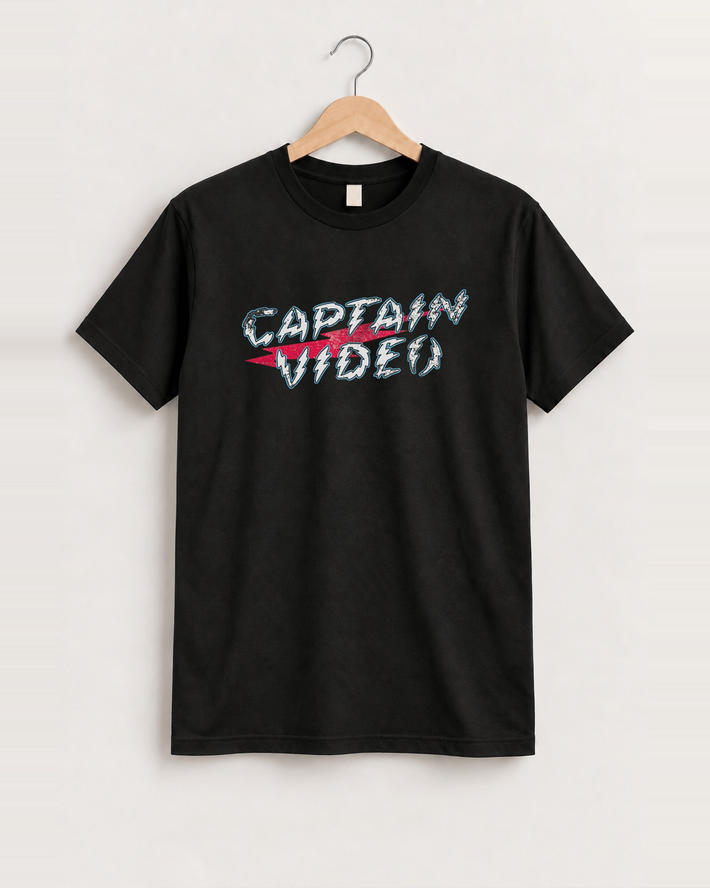 Sci-fi retro 'captain video' vintage black tee front