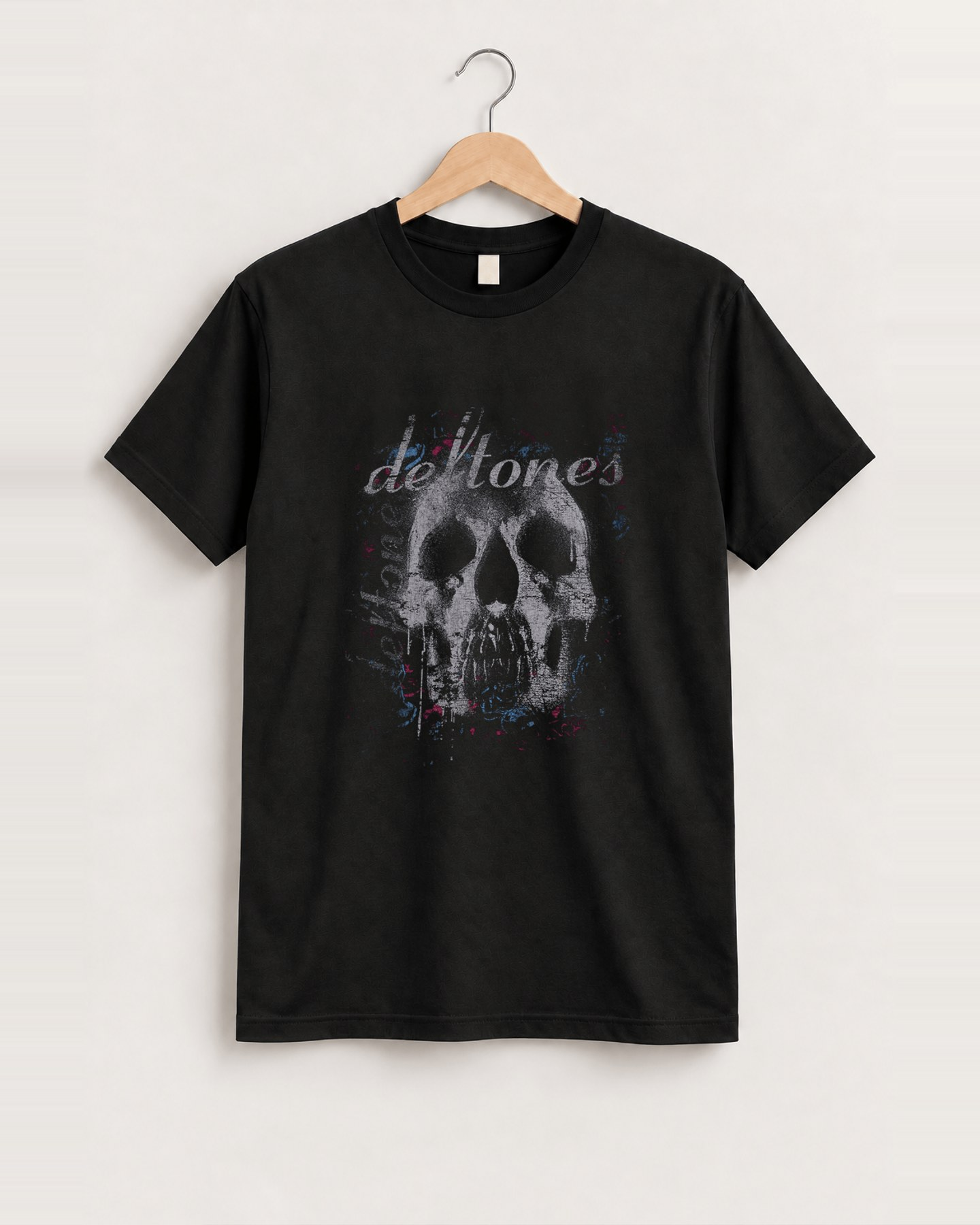 Deftones skull black tee front