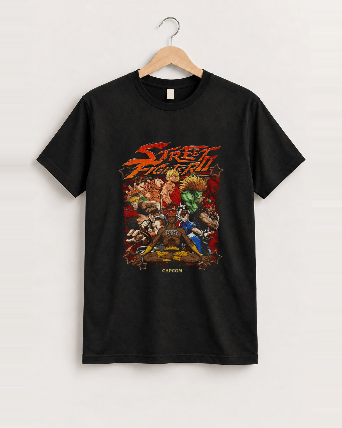Vintage street fighter ii black t-shirt front