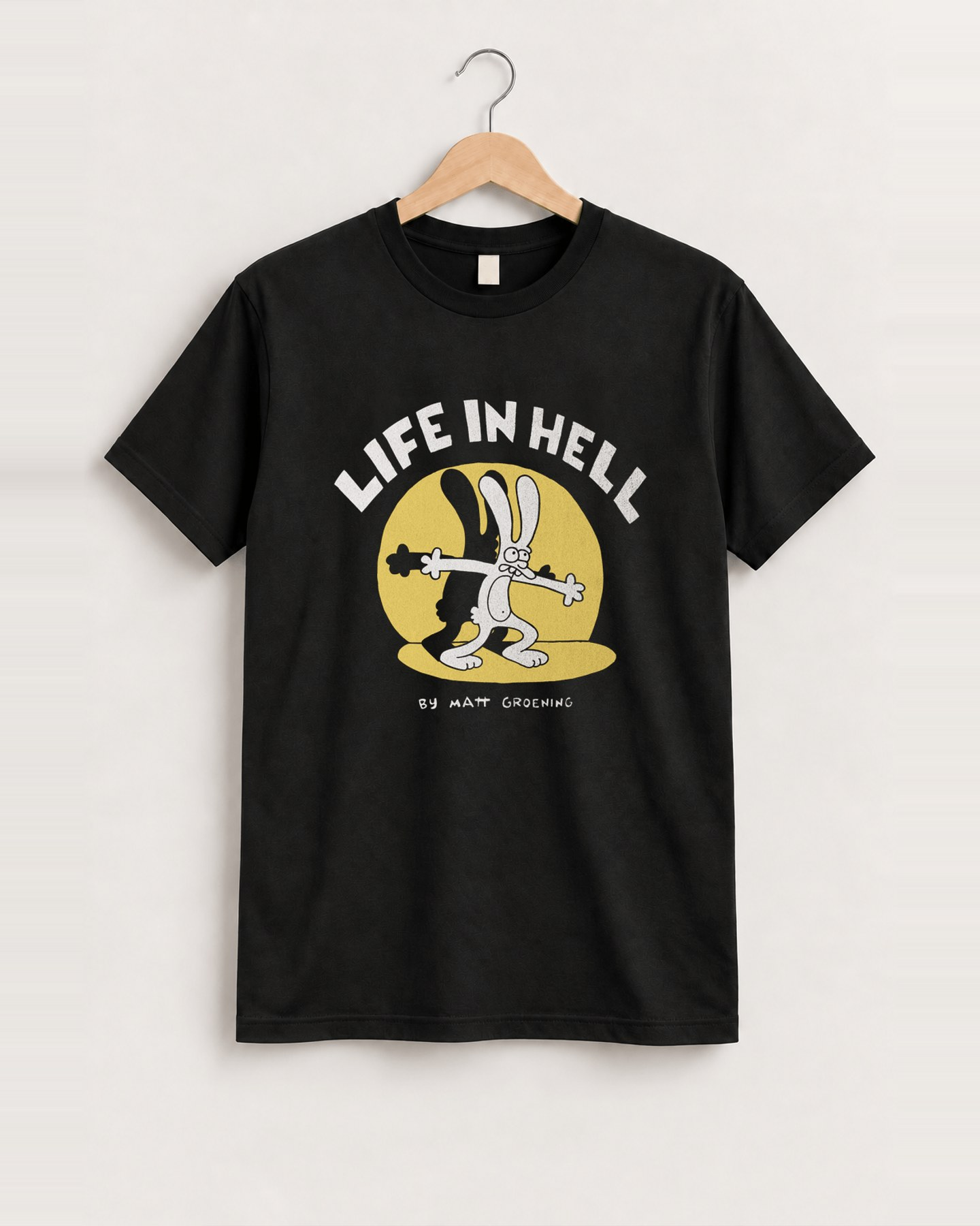'life in hell' groening faded black vintage tee front