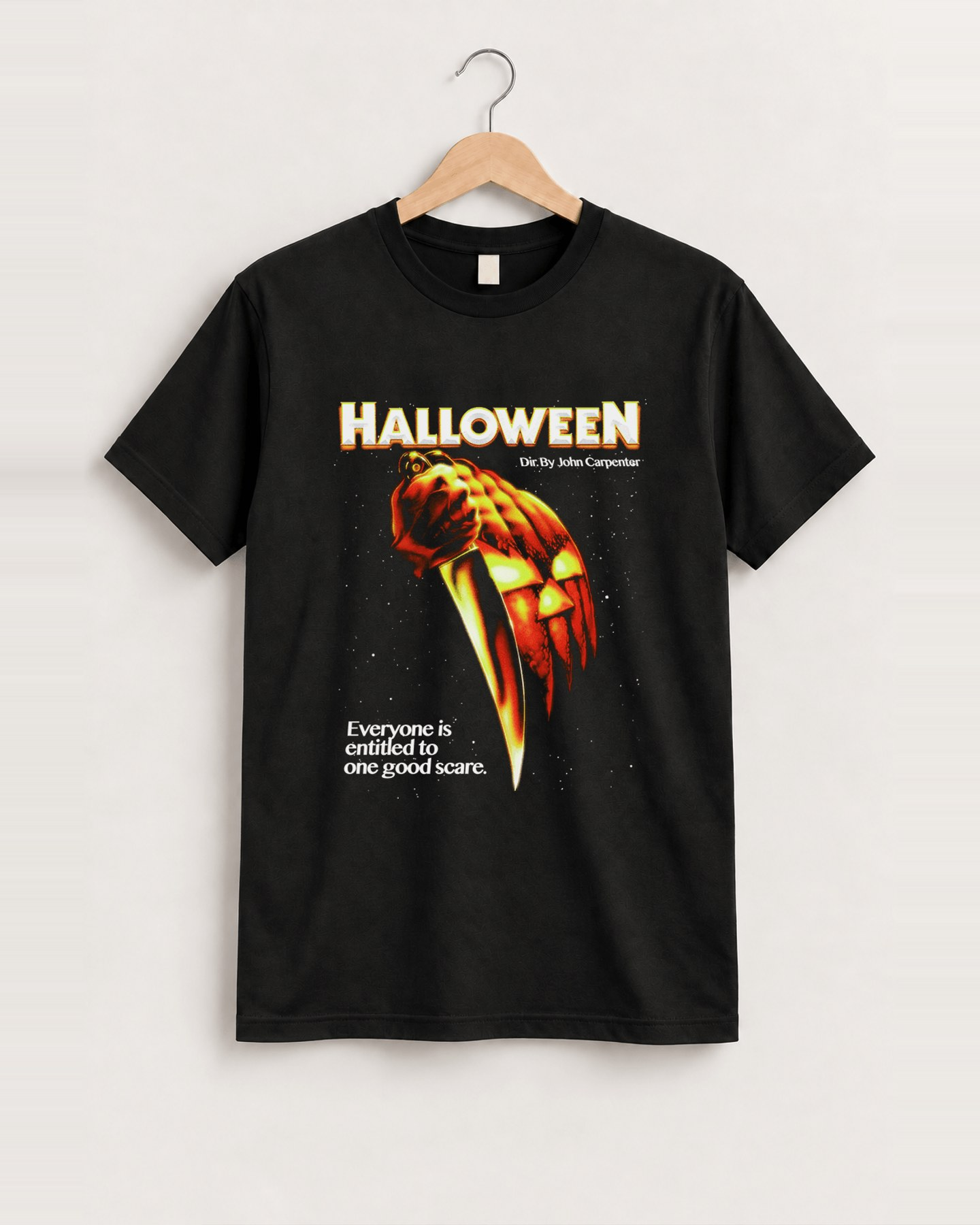 Retro 'halloween' vintage glow black tee front