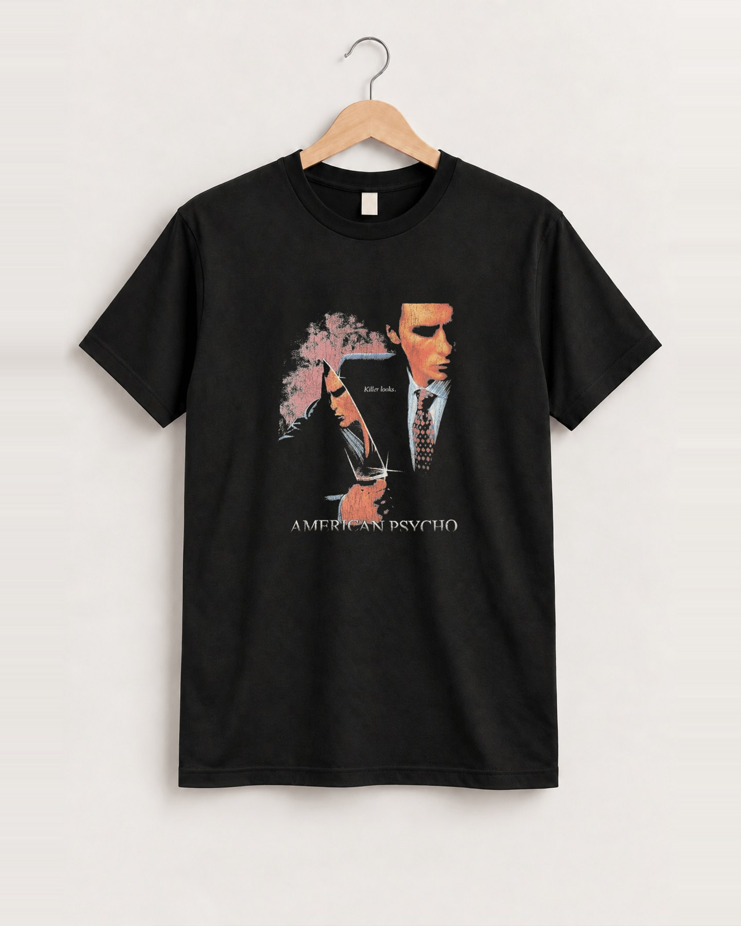 2000 American psycho black tee front