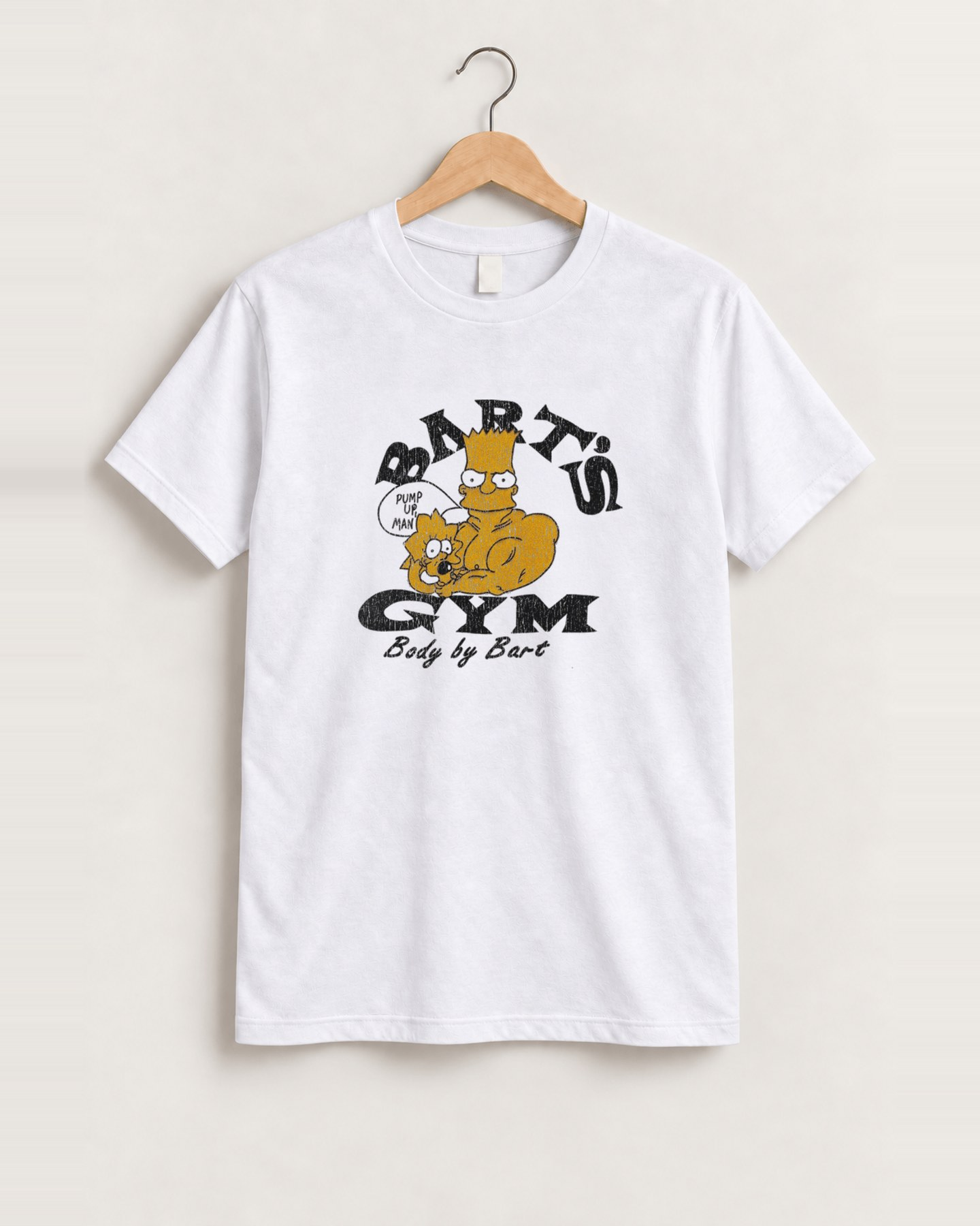 Classic bart's gym boot white tee front