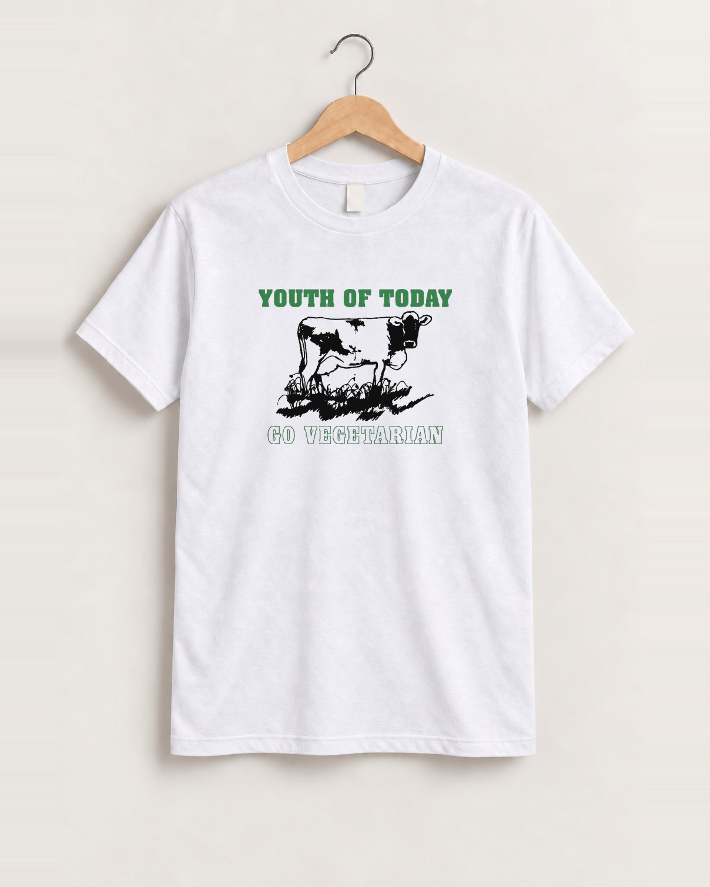 80's youth of today go veg white tee front