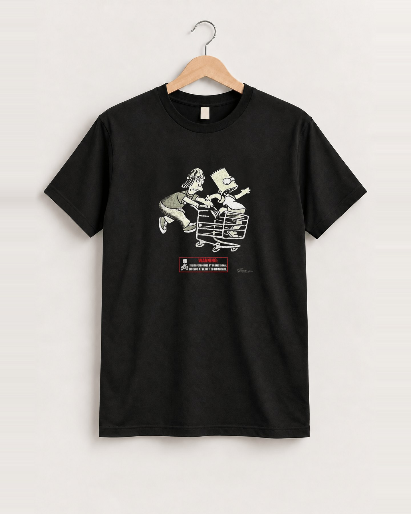 2001 Simpsons x jackass black tee front
