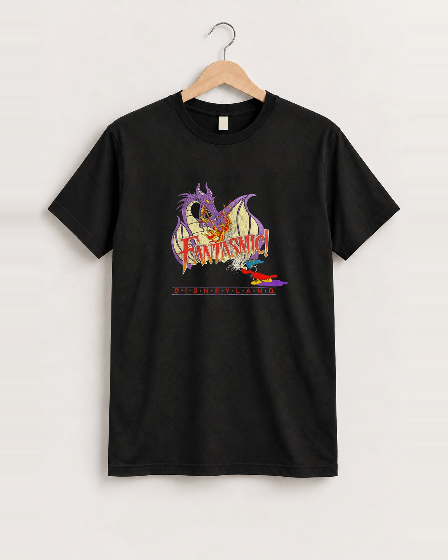 90s fantasia 'fantasmic' disneyland black tee front