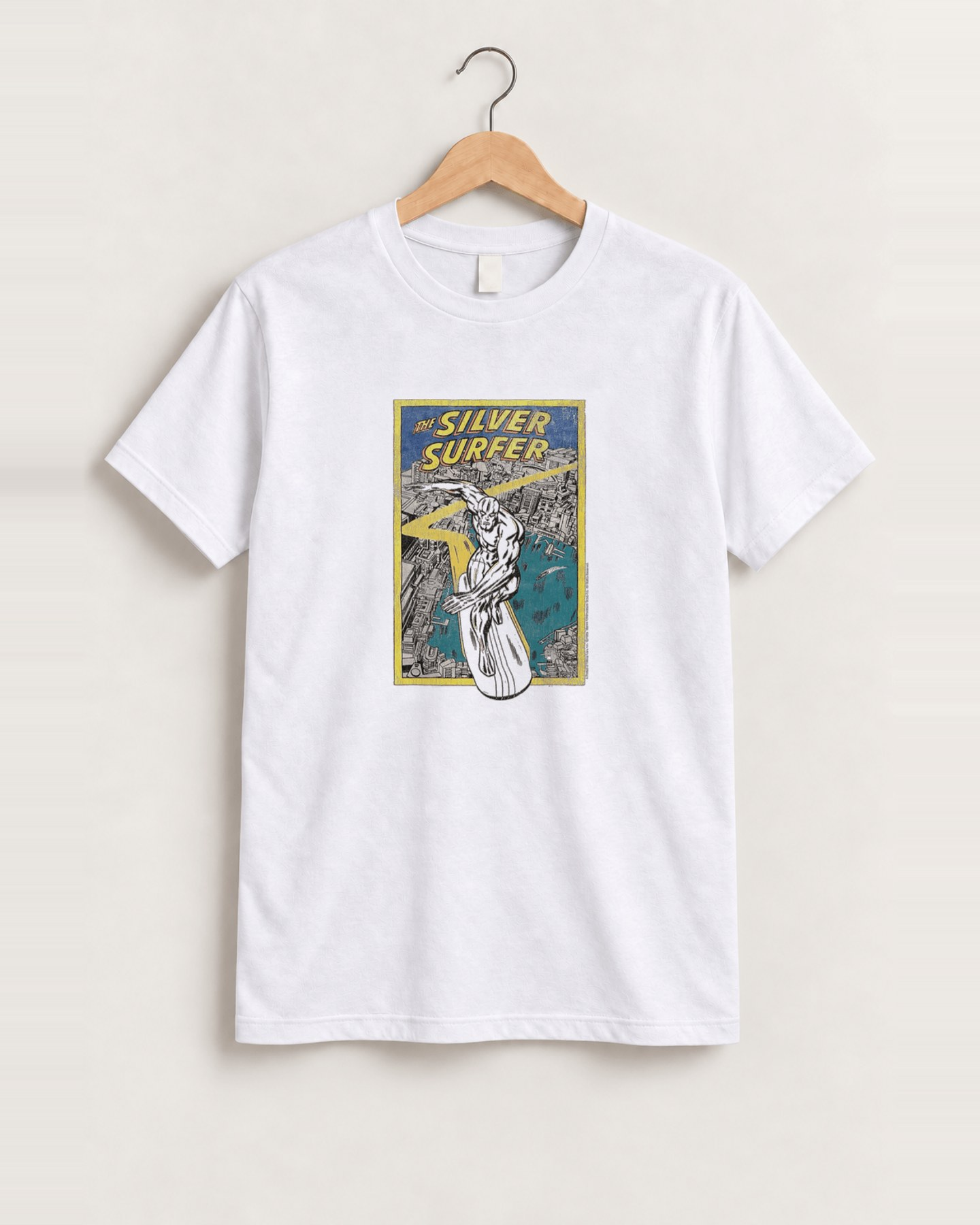 90s silver surfer white tee front