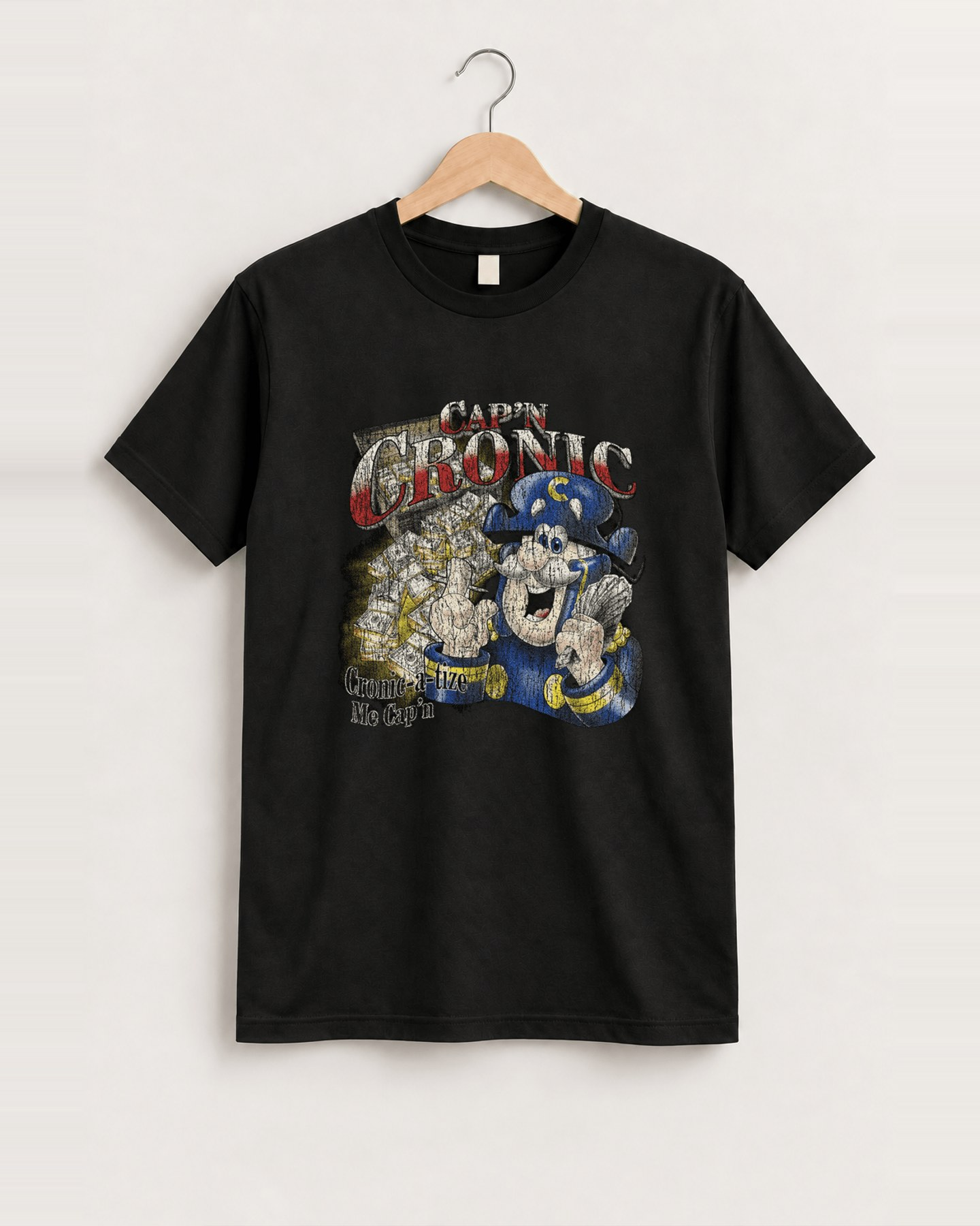 Cap'n cronic black tee front