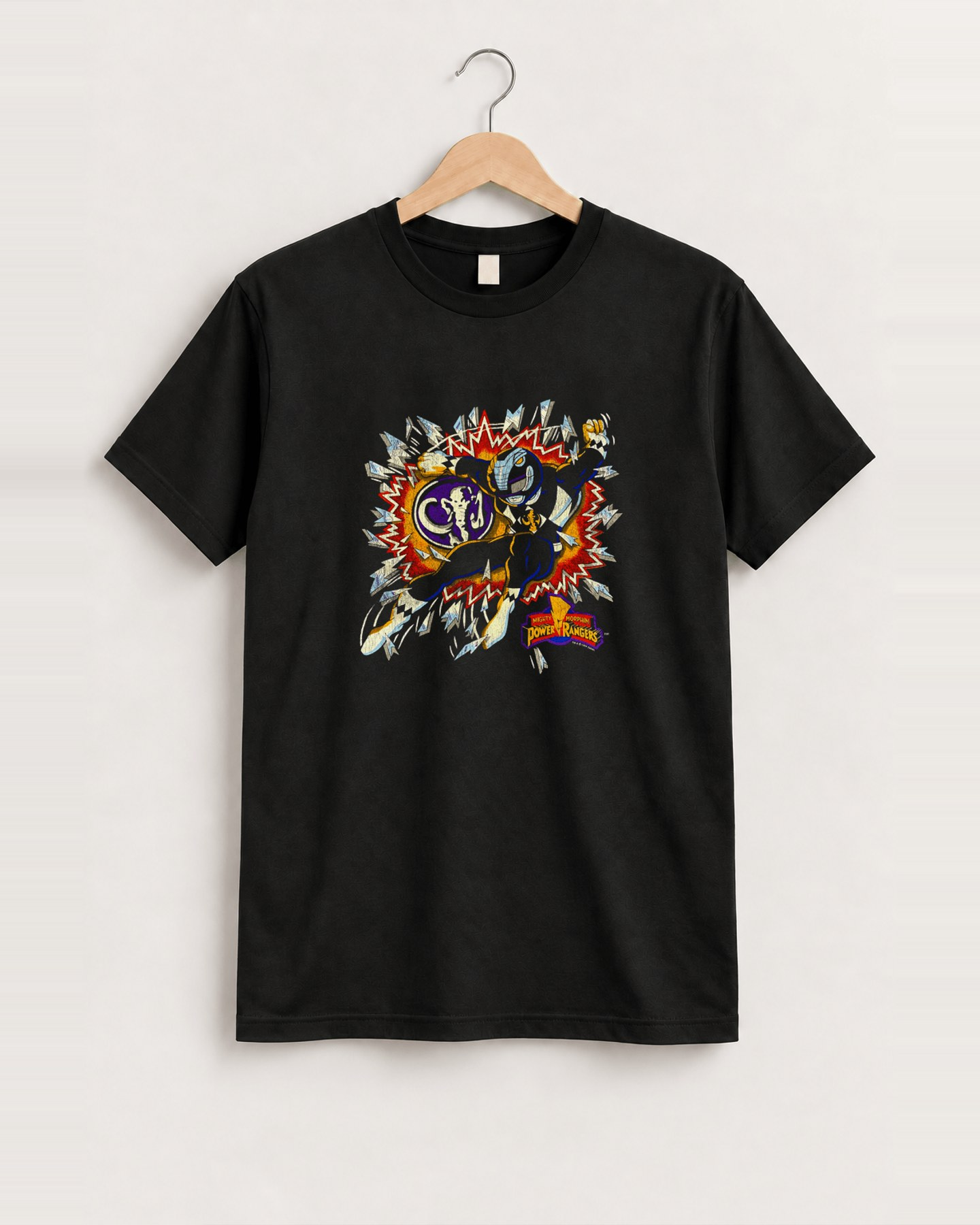 1994 Power rangers black tee front