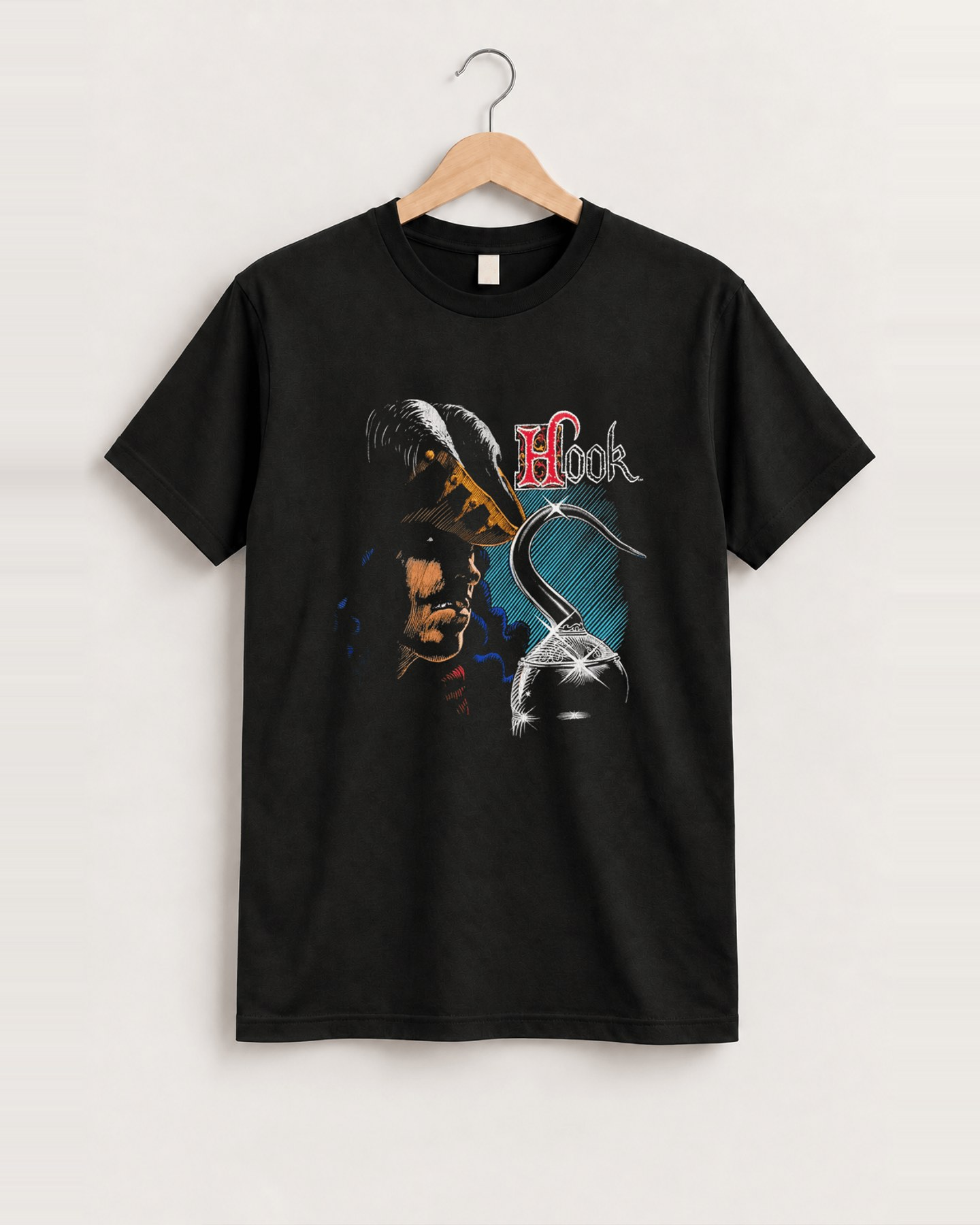 90s hook black tee front