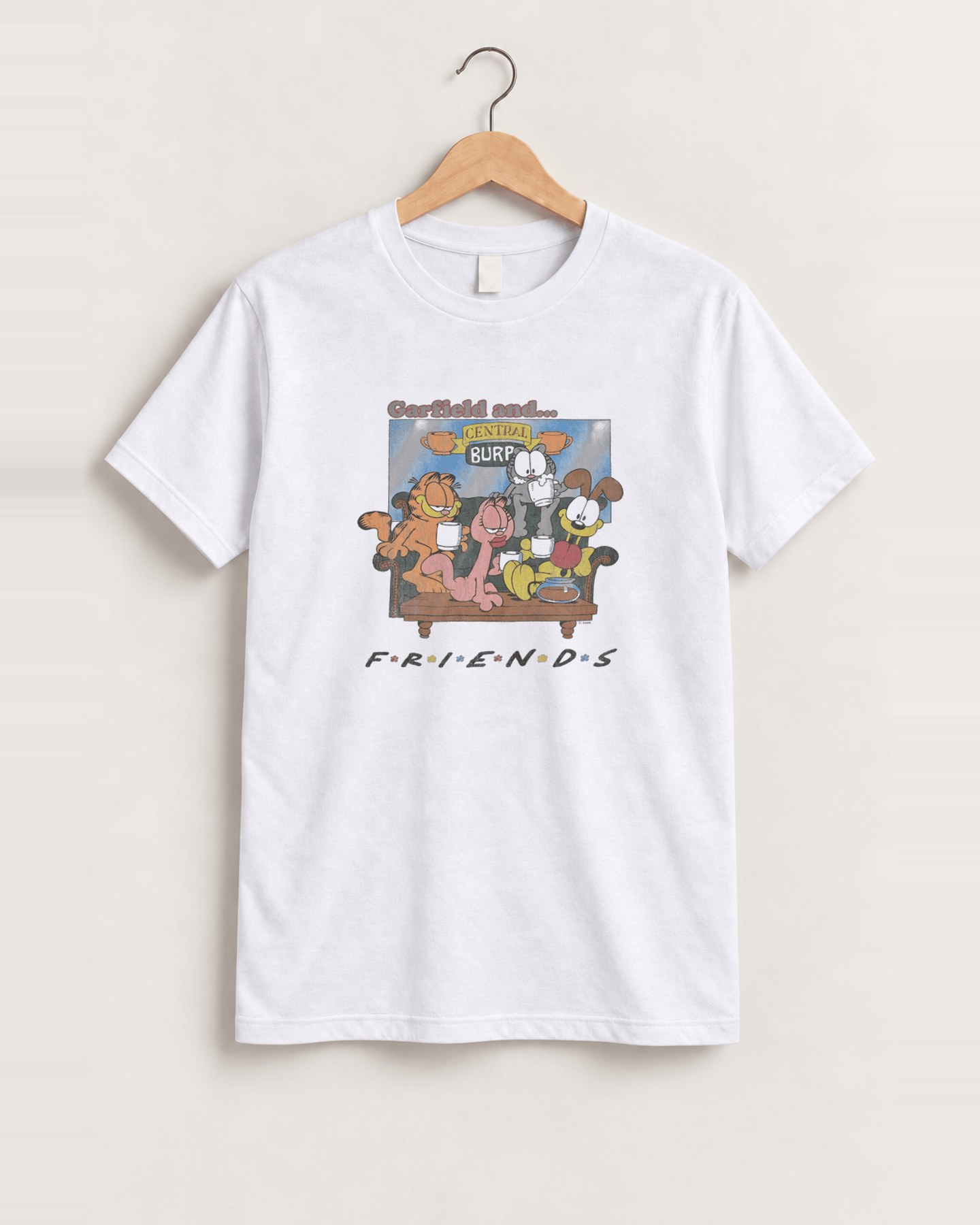 Garfield and friends white tee front