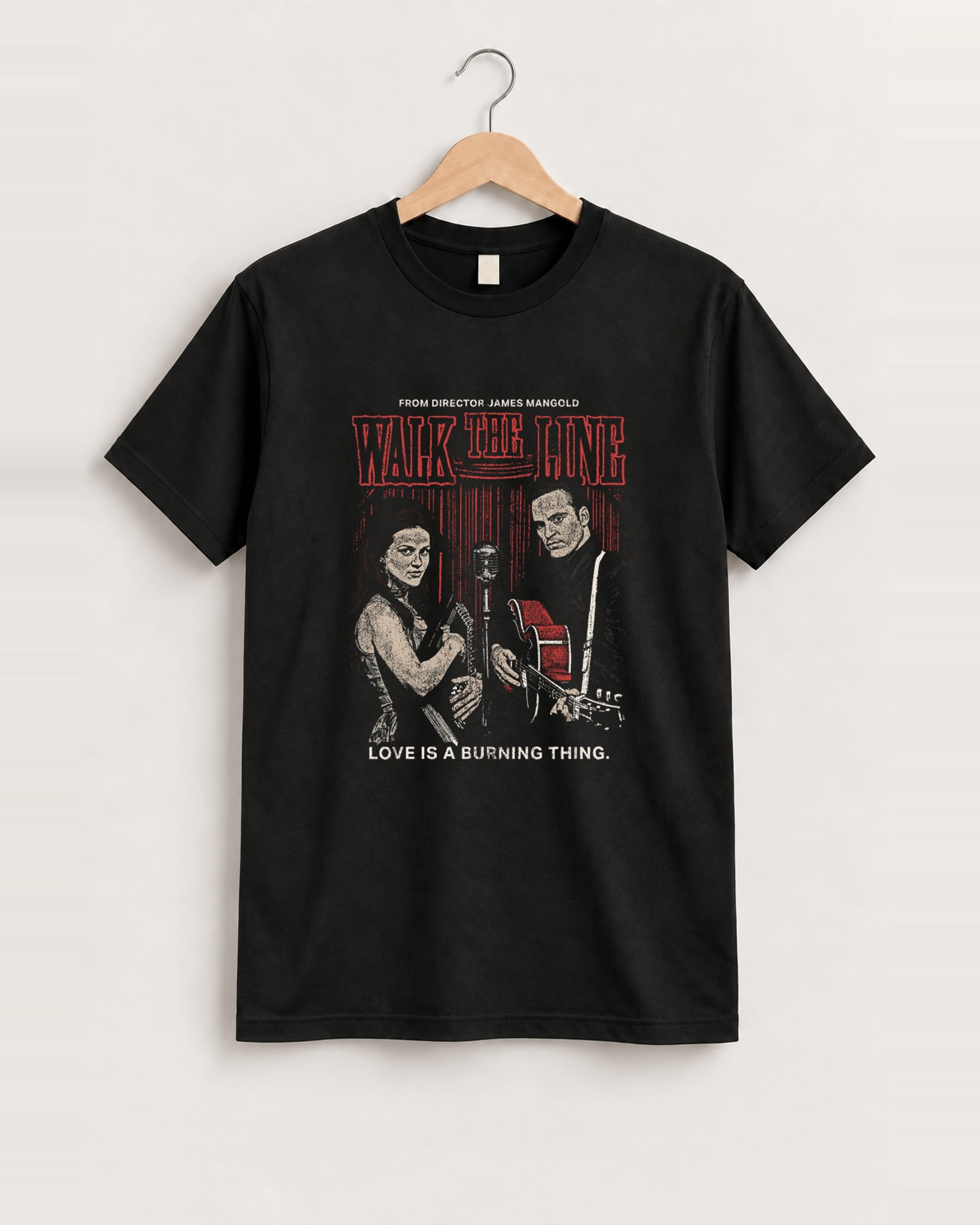 Walk the line vintage black t-shirt front