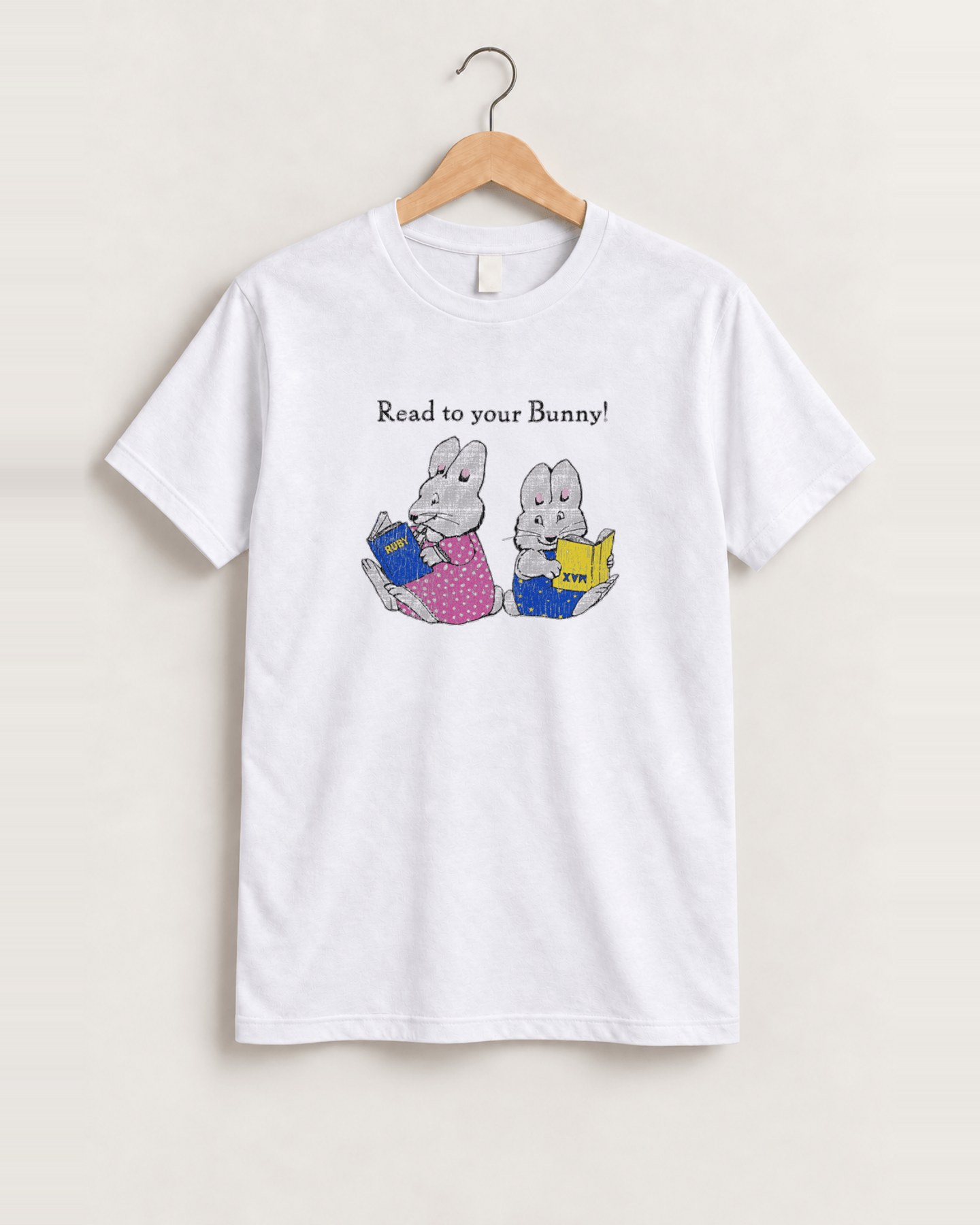 Max and ruby reading white tee front