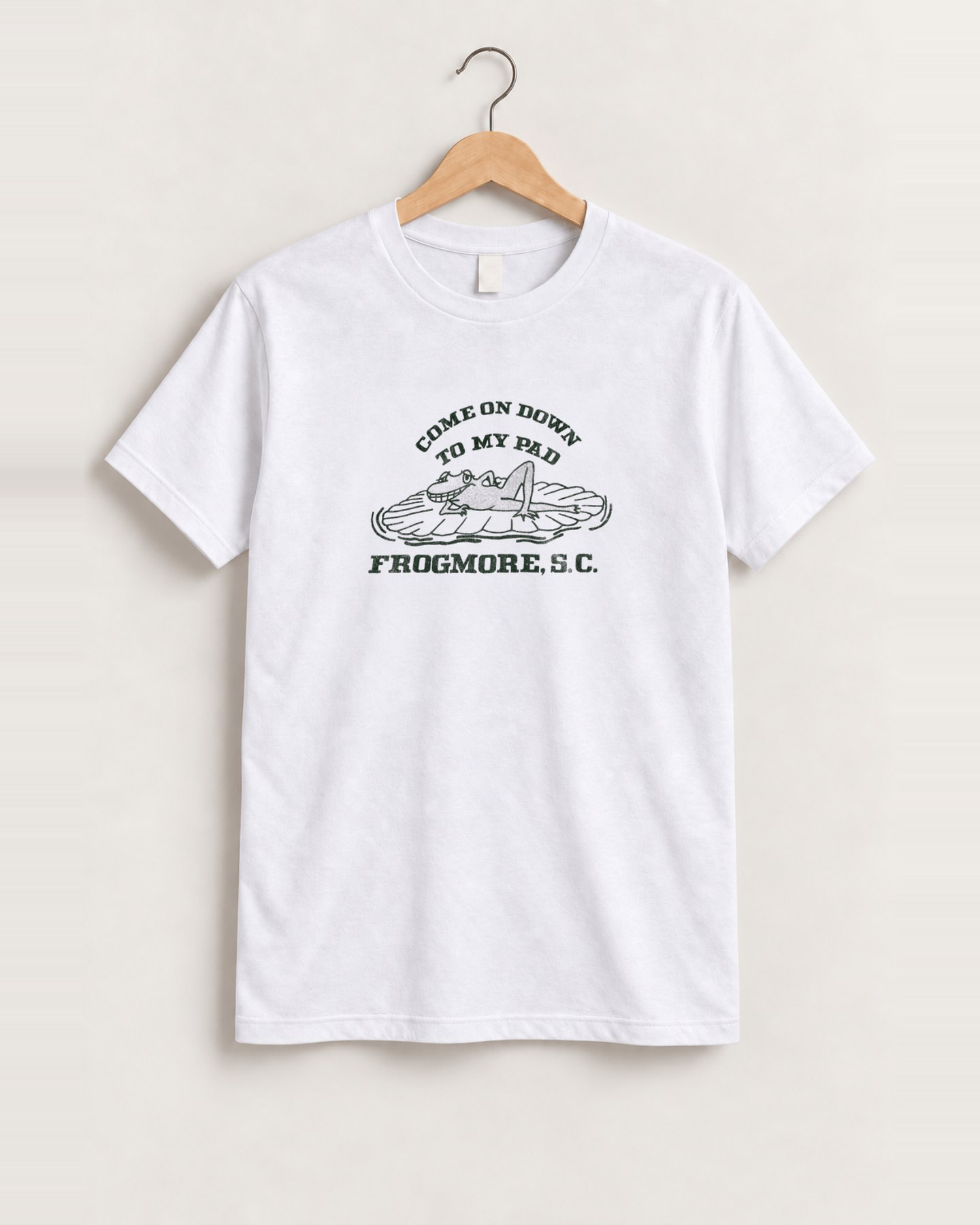 70s come on down to my pad white tee front