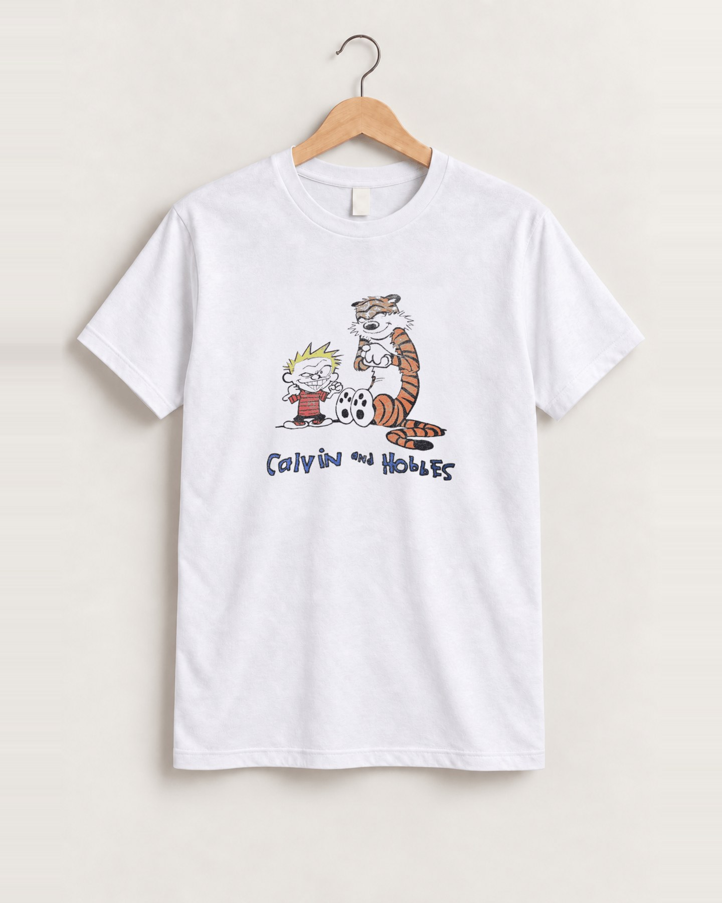 90s calvin and hobbes promo white tee front