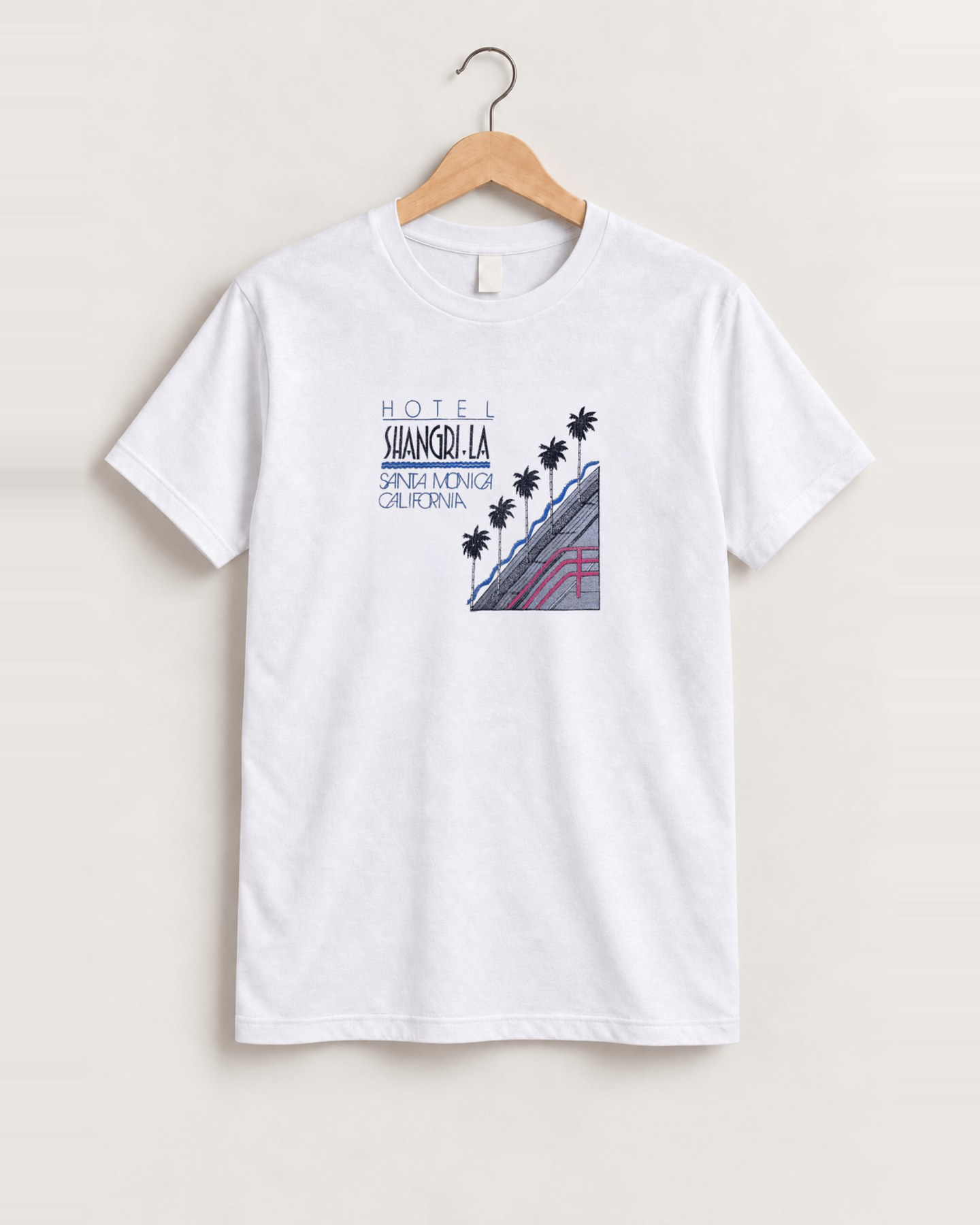 80s hotel shangri la santa monica white tee front