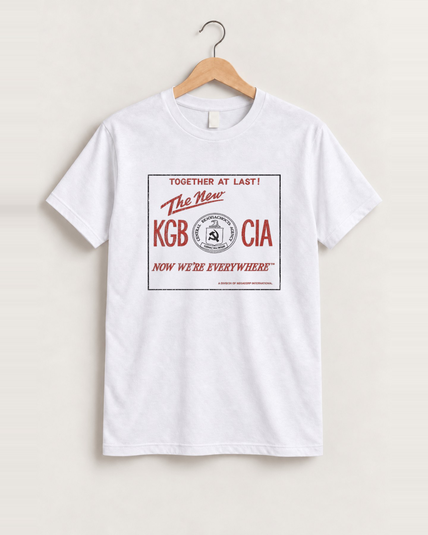 Kgb x cia white tee front