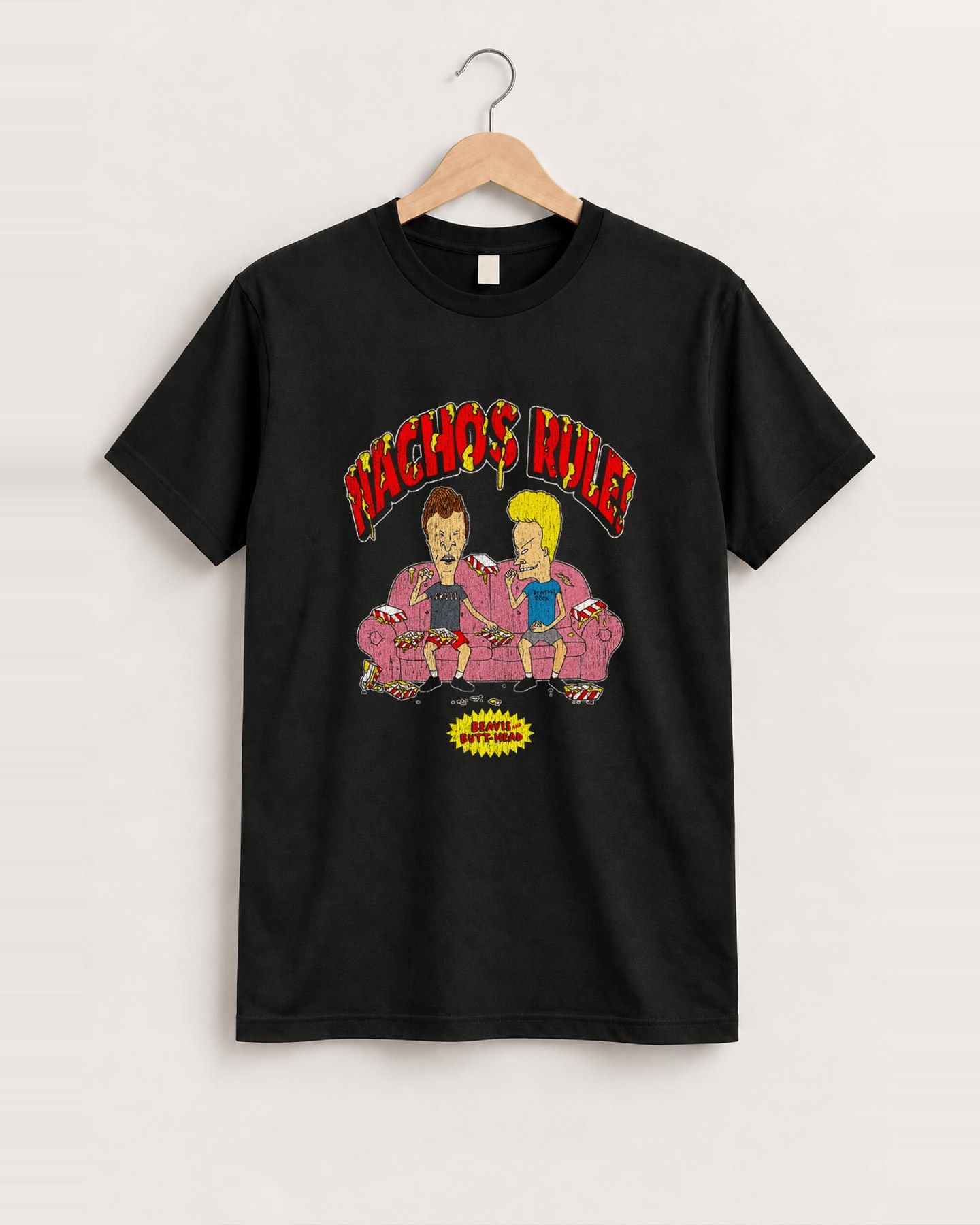 Nachos rule black tee front