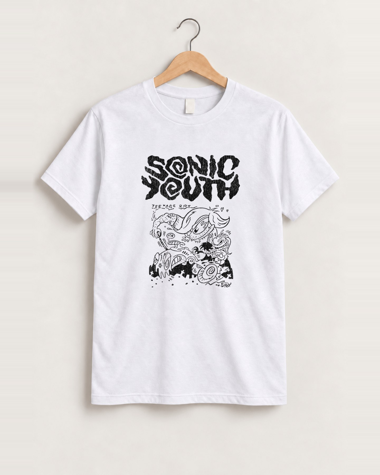 Sonic youth teenage riot vintage white t-shirt front