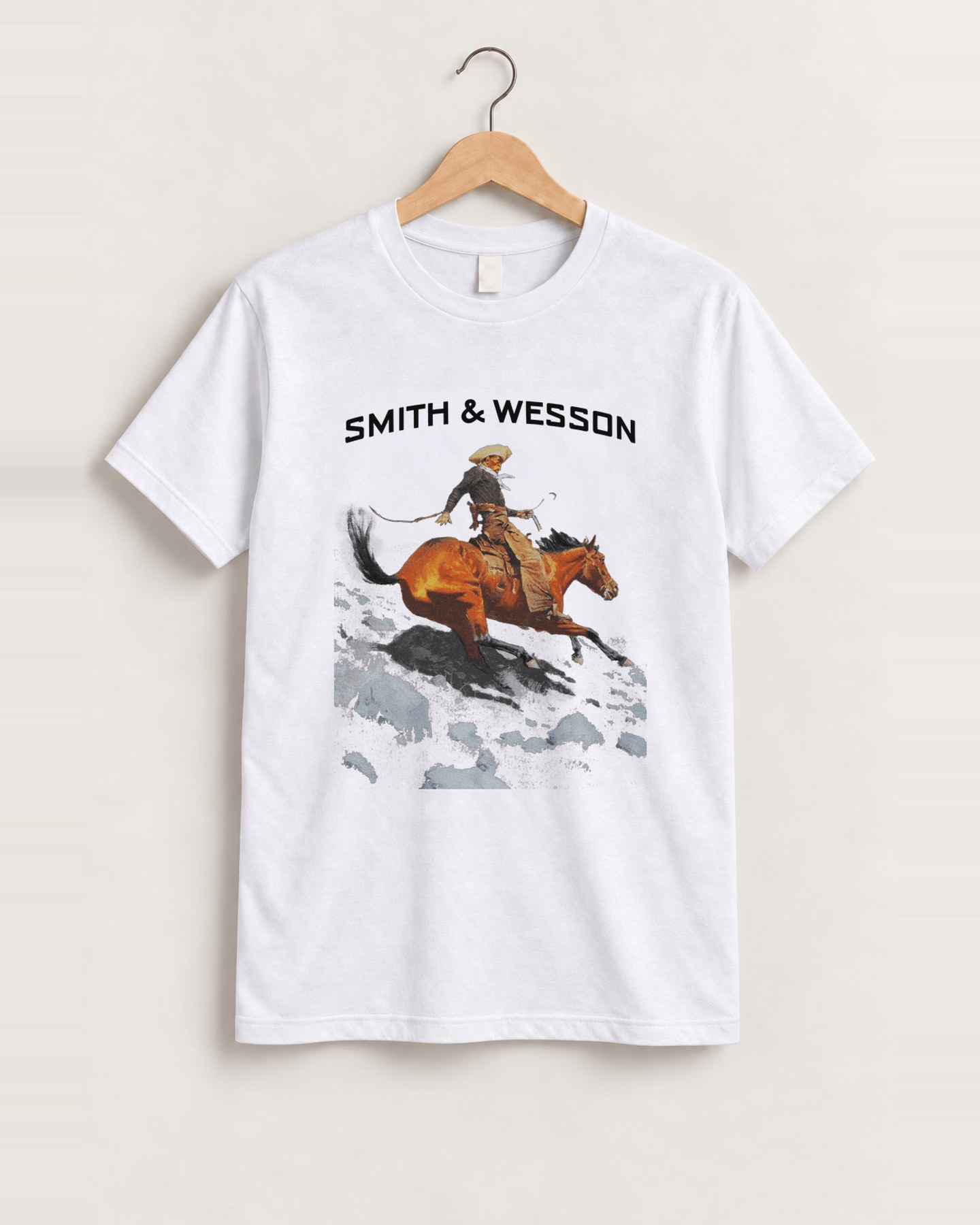 Smith and wesson 'cowboy' white t-shirt front