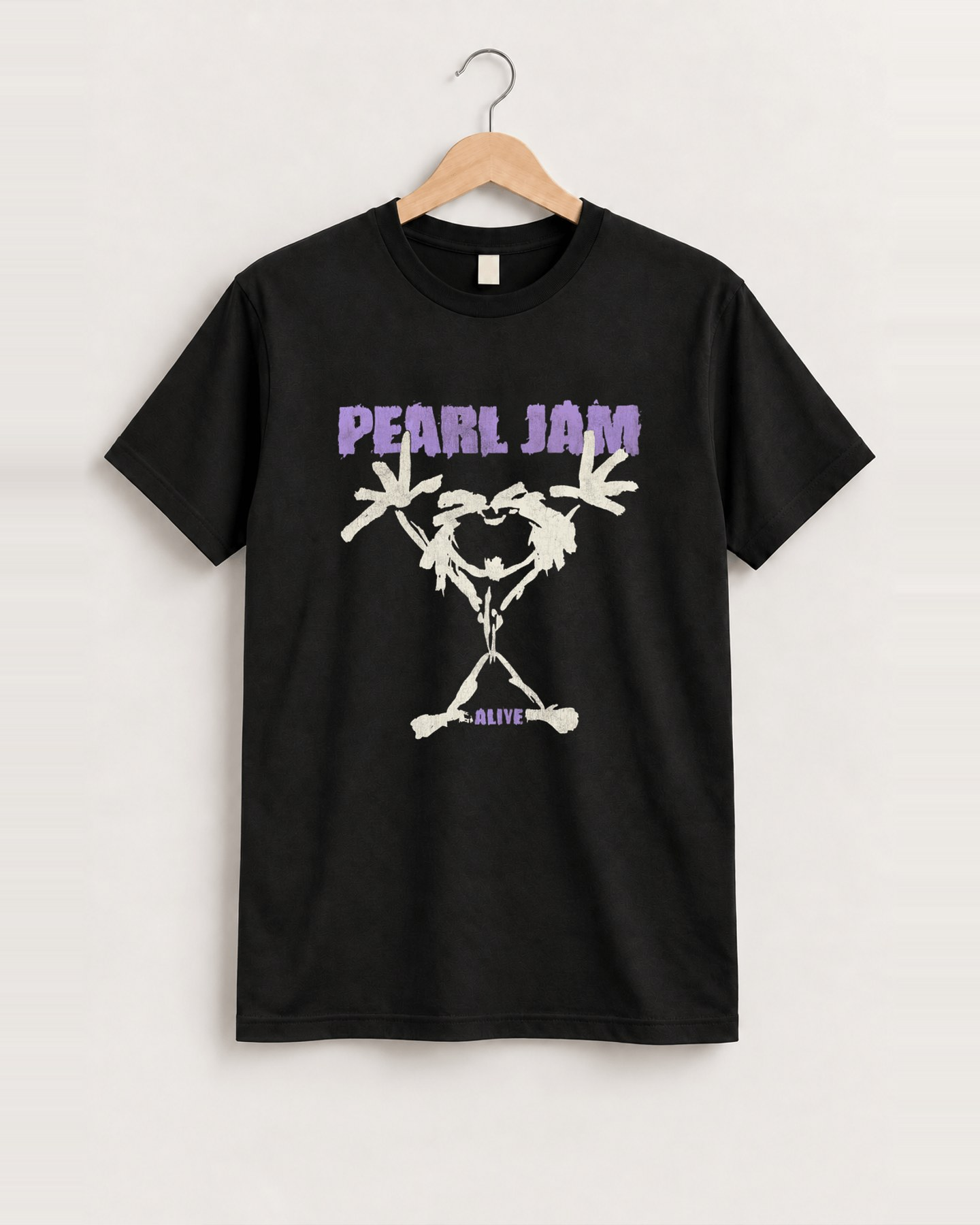 1992 P3arl jam 'alive' black tee front