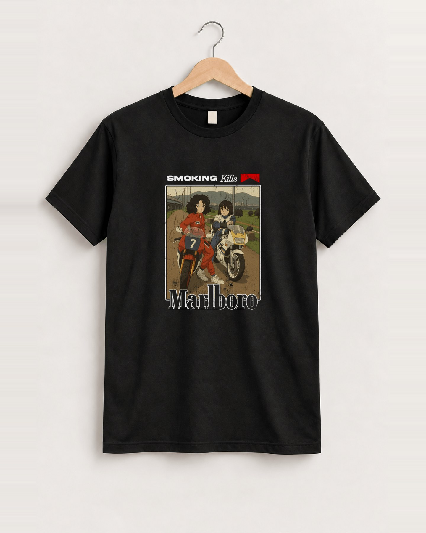 Smokingkills vintage black cut- off t-shirt front