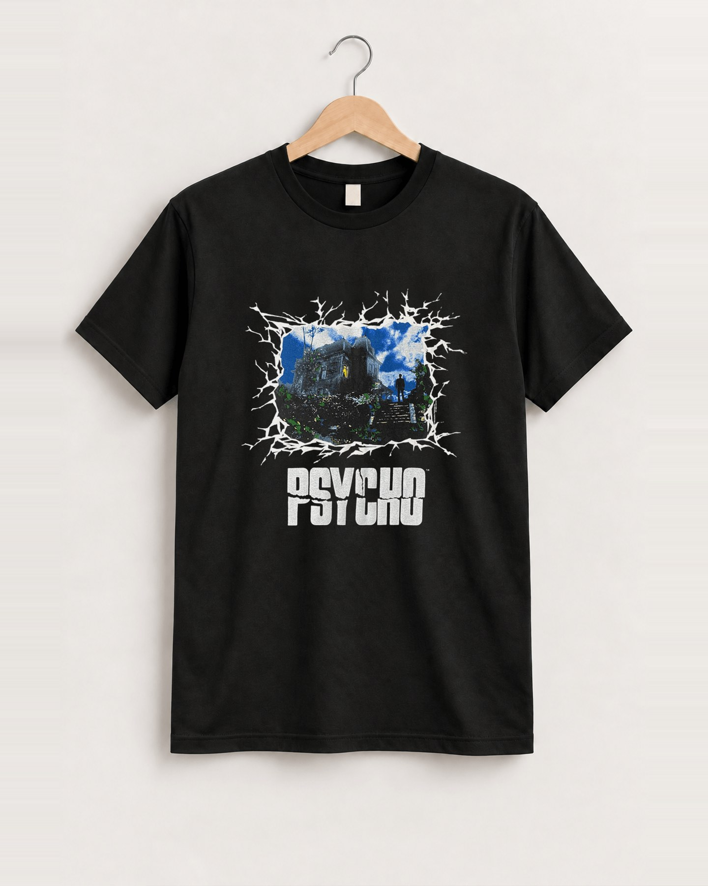 90s psycho movie black t-shirt front