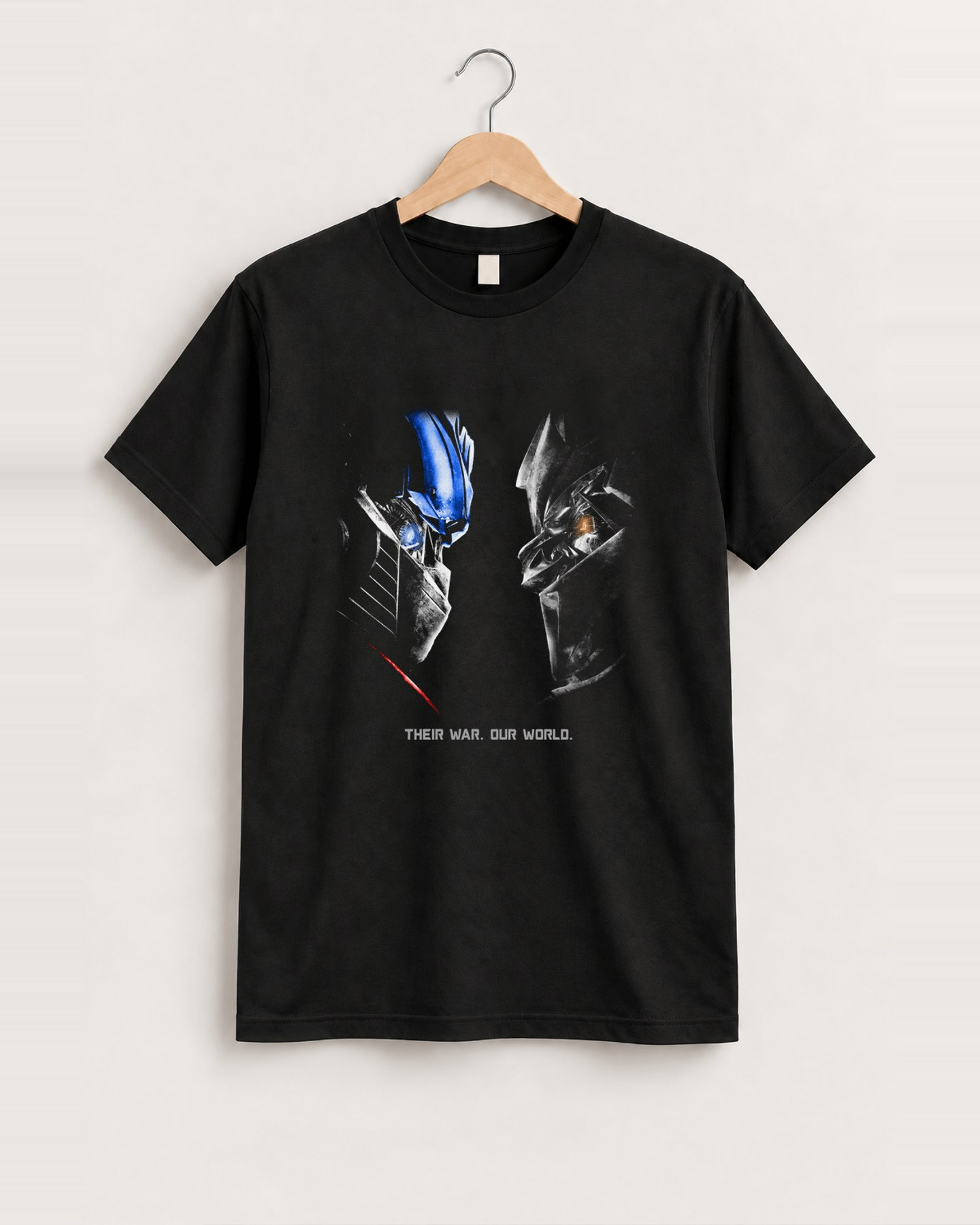 00s transformers 'their war. our world.' vintage black tee front