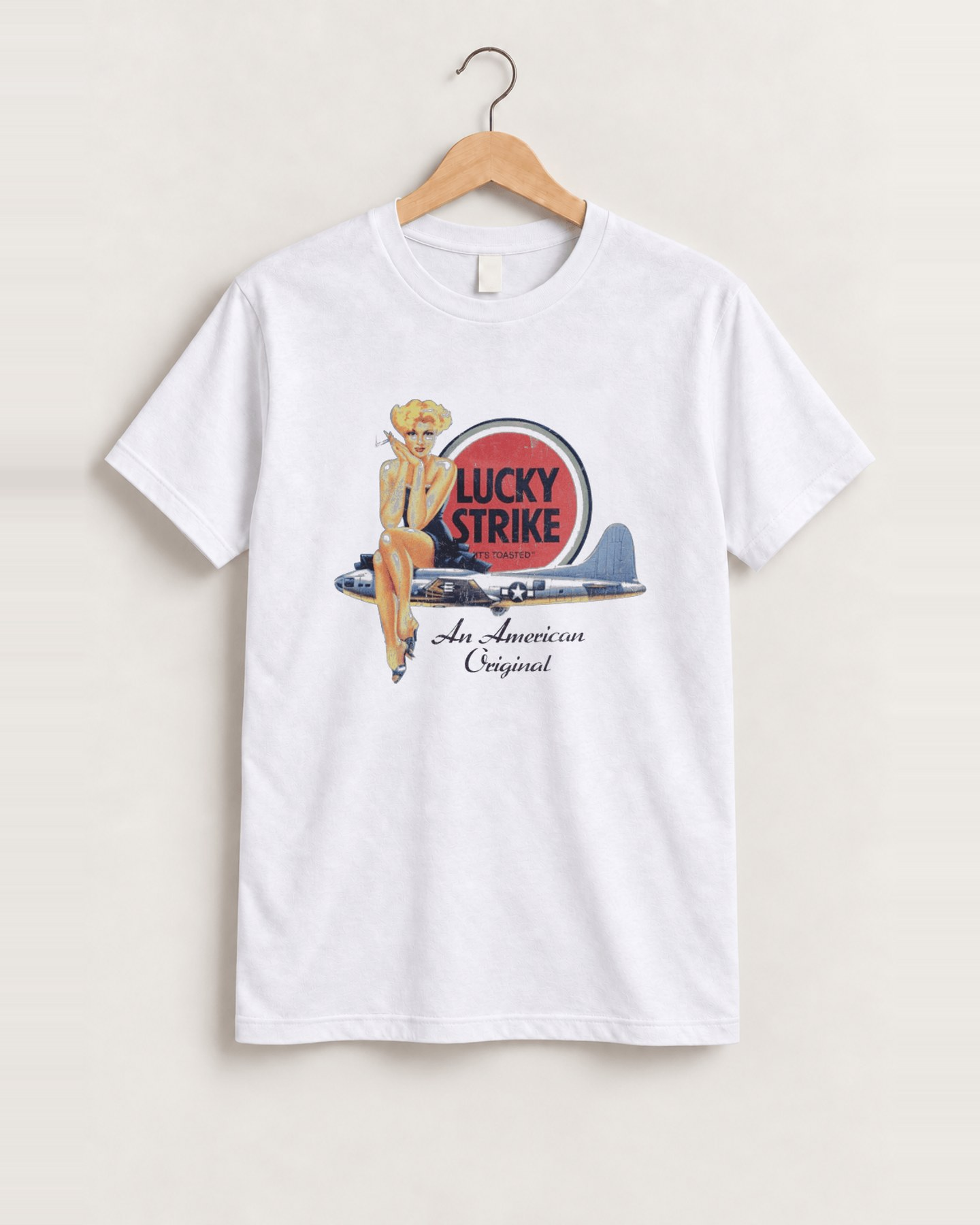 Vintage og lucky strike white t-shirt front