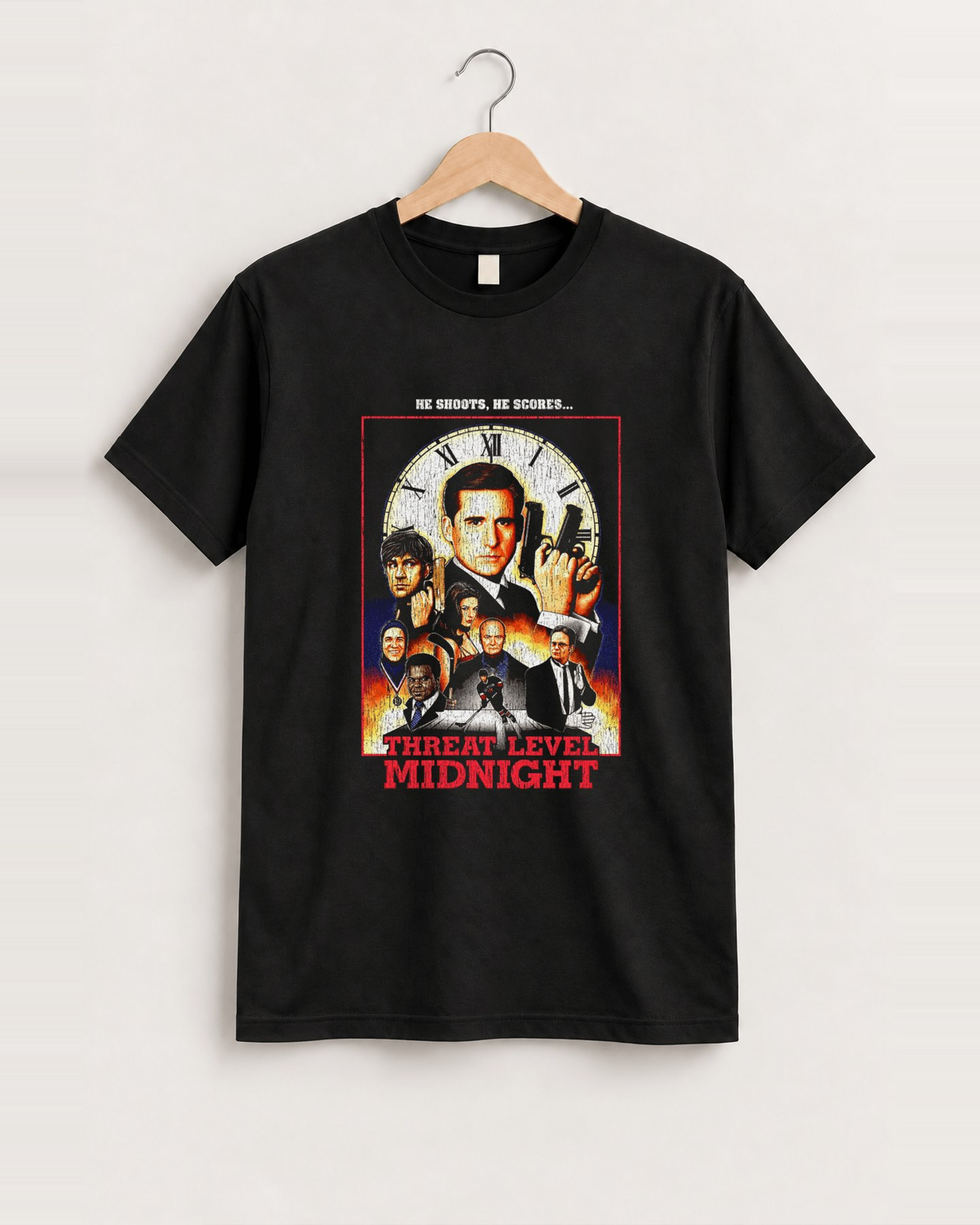Threat level midnight vintage black t-shirt front