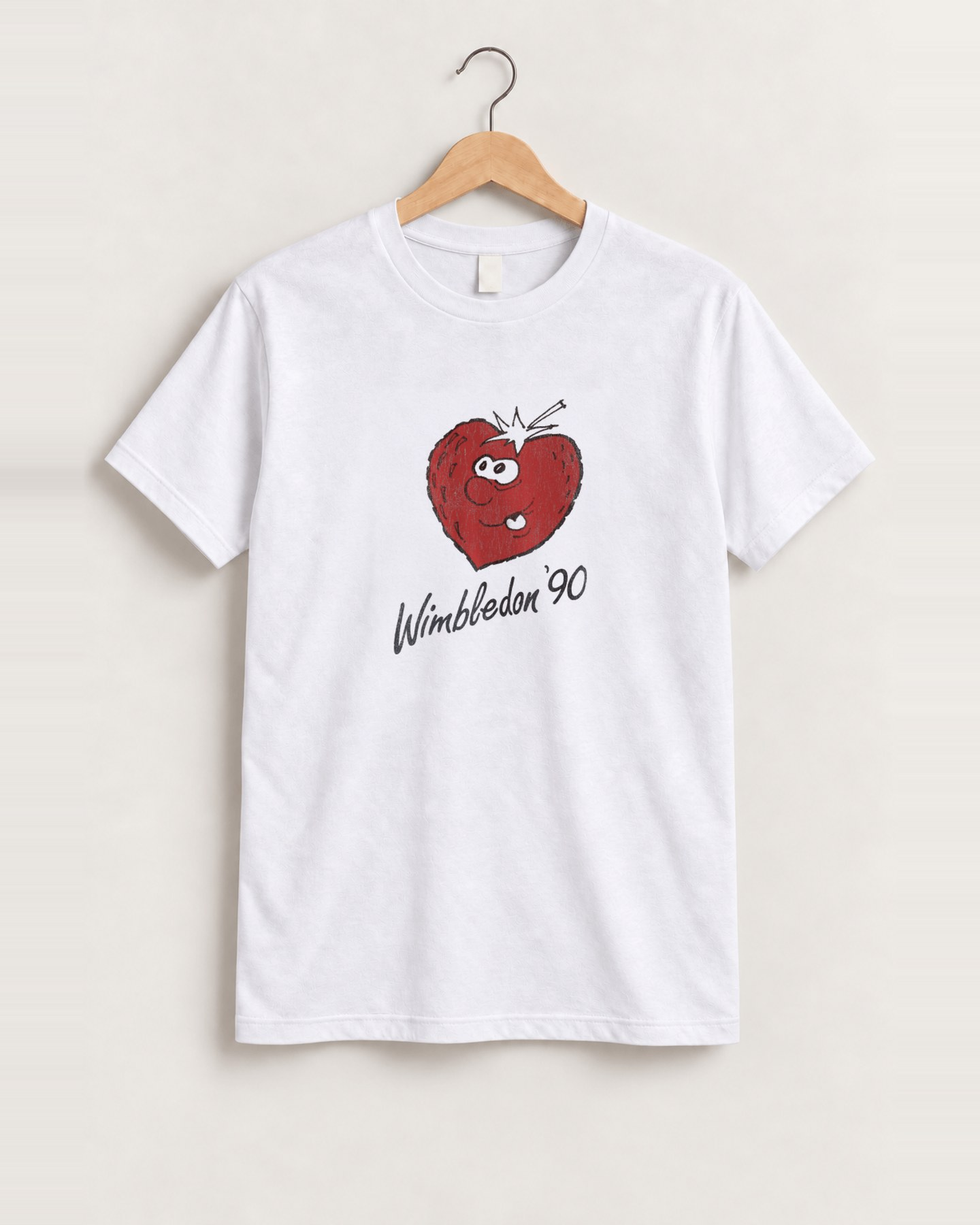 1990 Wimbledon strawberry white tee front