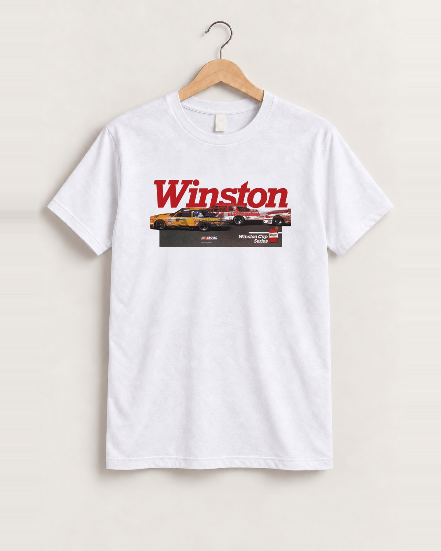 Winston 'nascar racing' 80s white t-shirt front