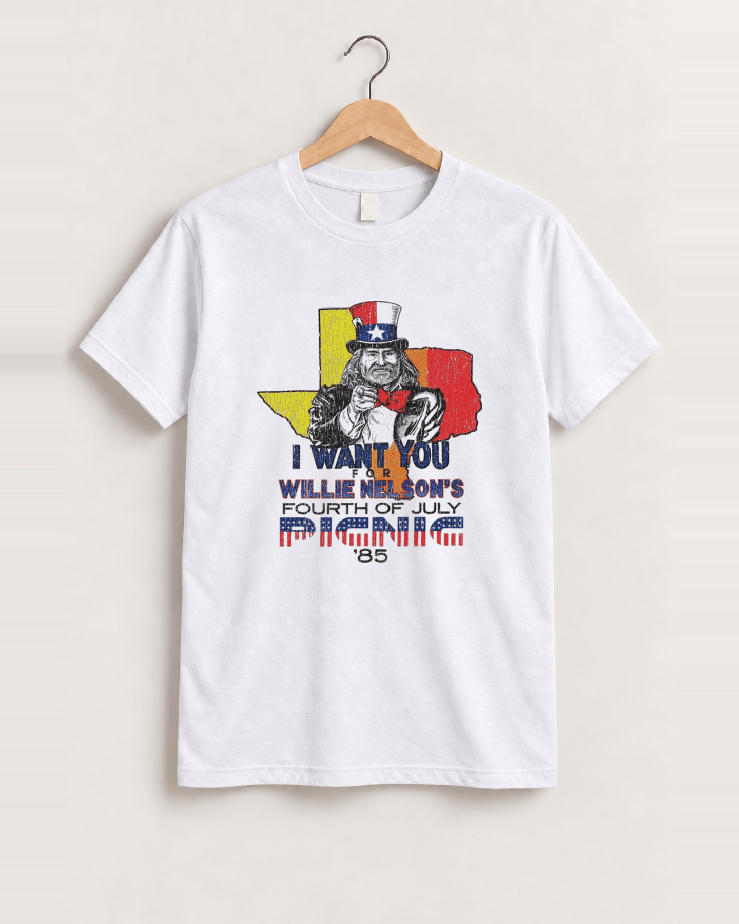 '85 willie's picnic white tee front