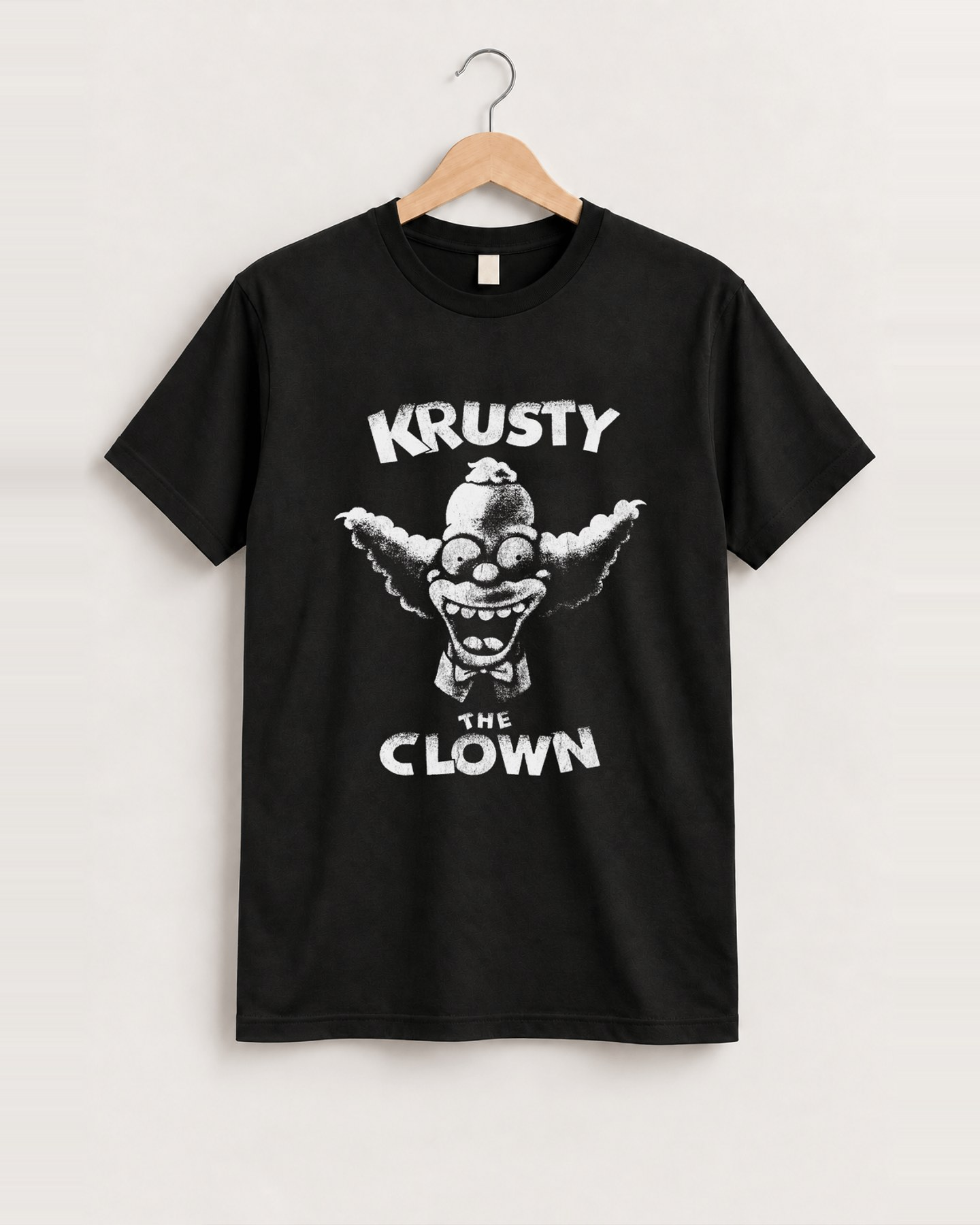 1994 'krusty the clown' distressed black vintage tee front