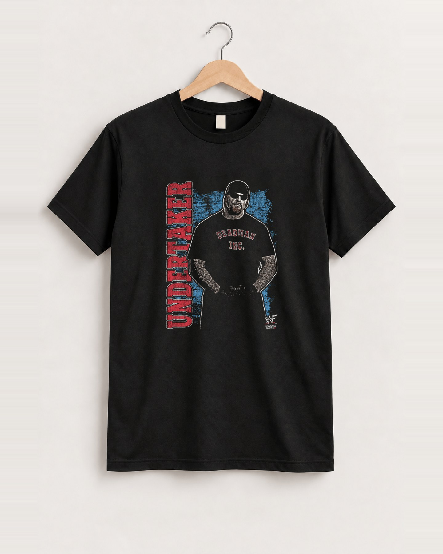 Wwf undertaker american bad ass black tee front