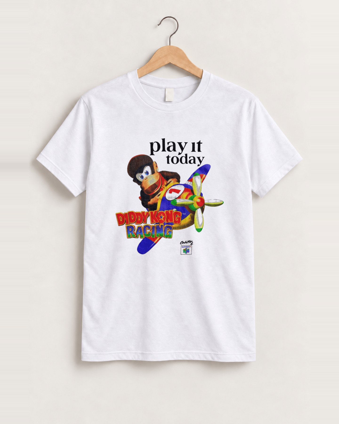 Diddy kong racing vintage white tee front