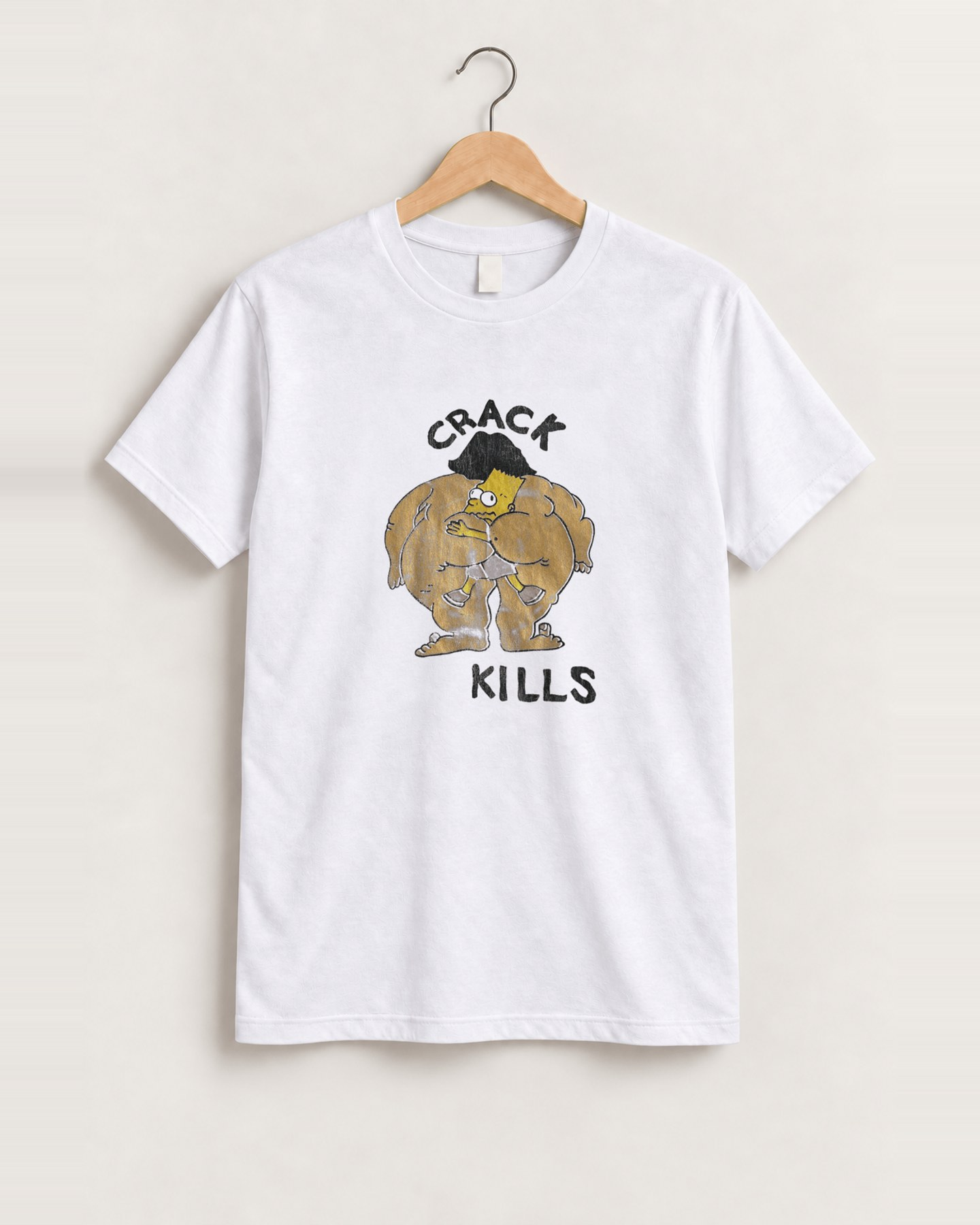 Bart simpson crack kills white tee front