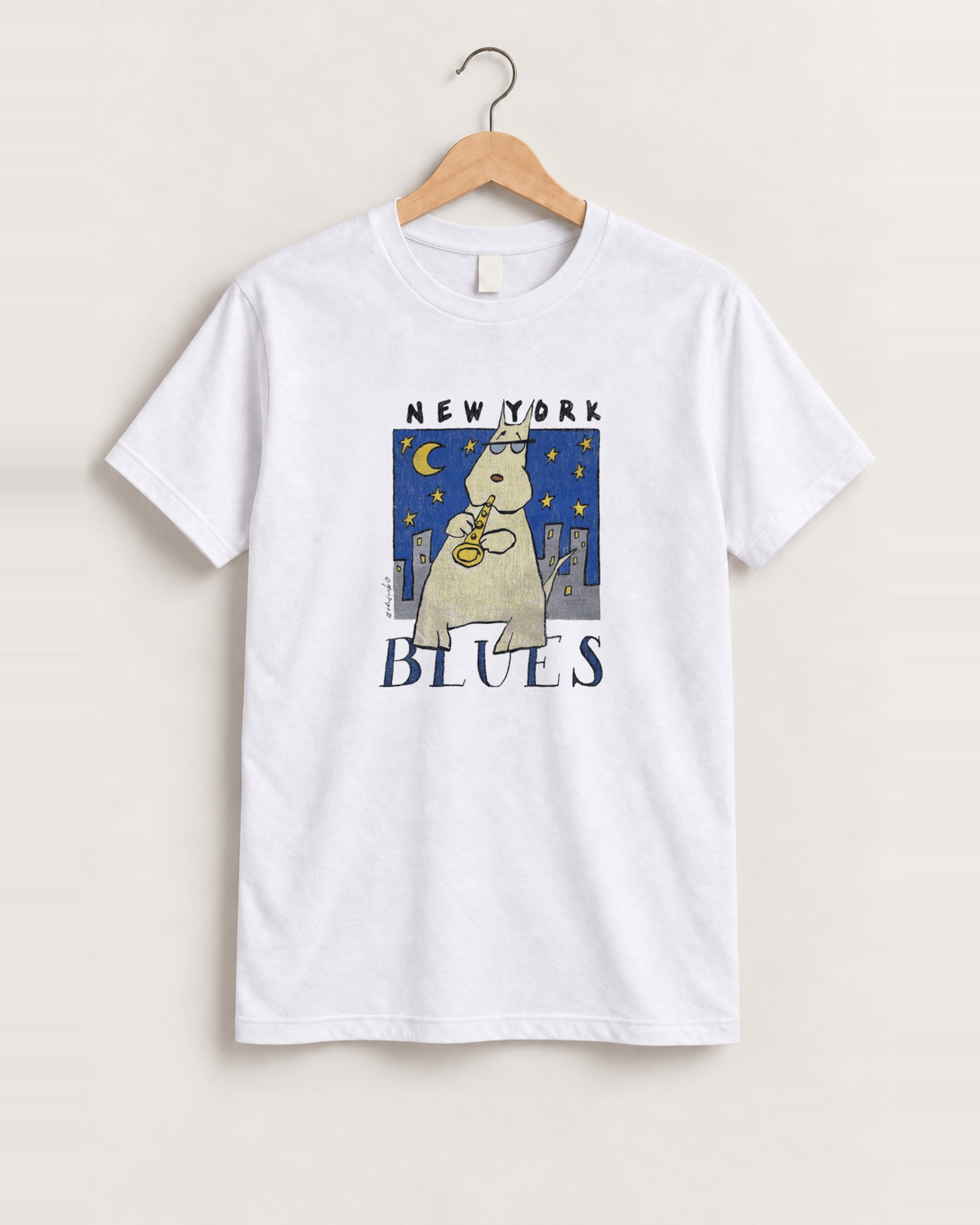 New york blues white tee front