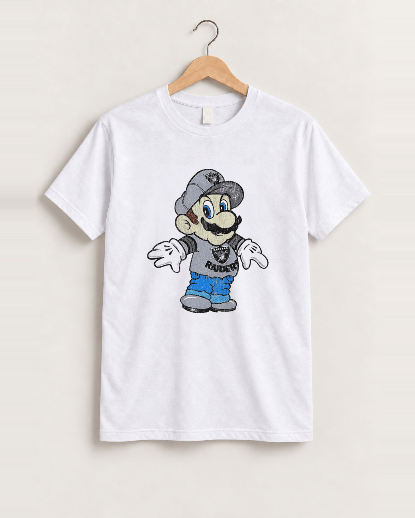 Mario x raiders white tee front