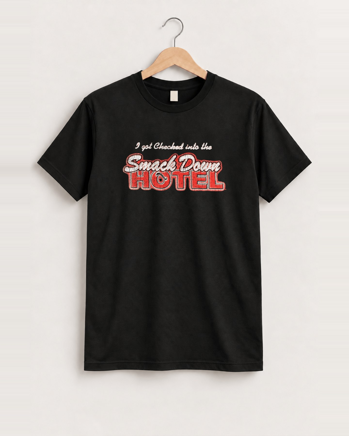 Smackdown hotel the rock black tee front