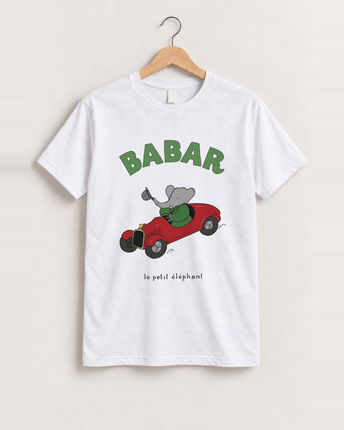 Babar the elephant white tee front