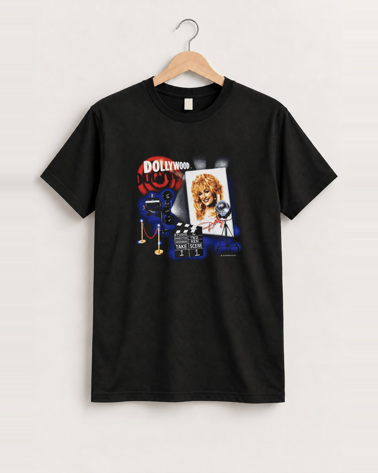 Dollywood black tee front