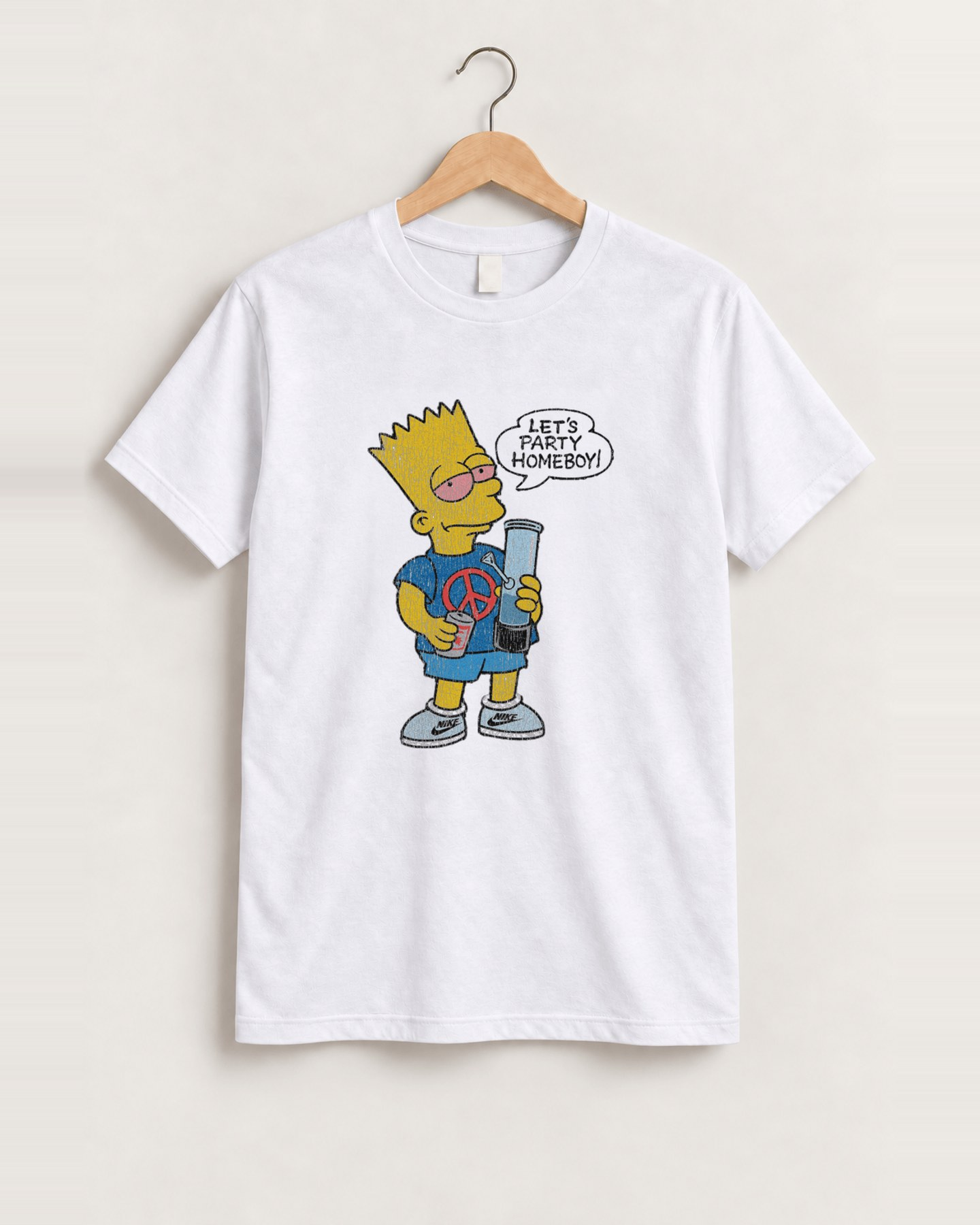 Let's party homeboy white tee front