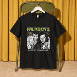Wildboyz black t-shirt — black tee, front print, chair setting