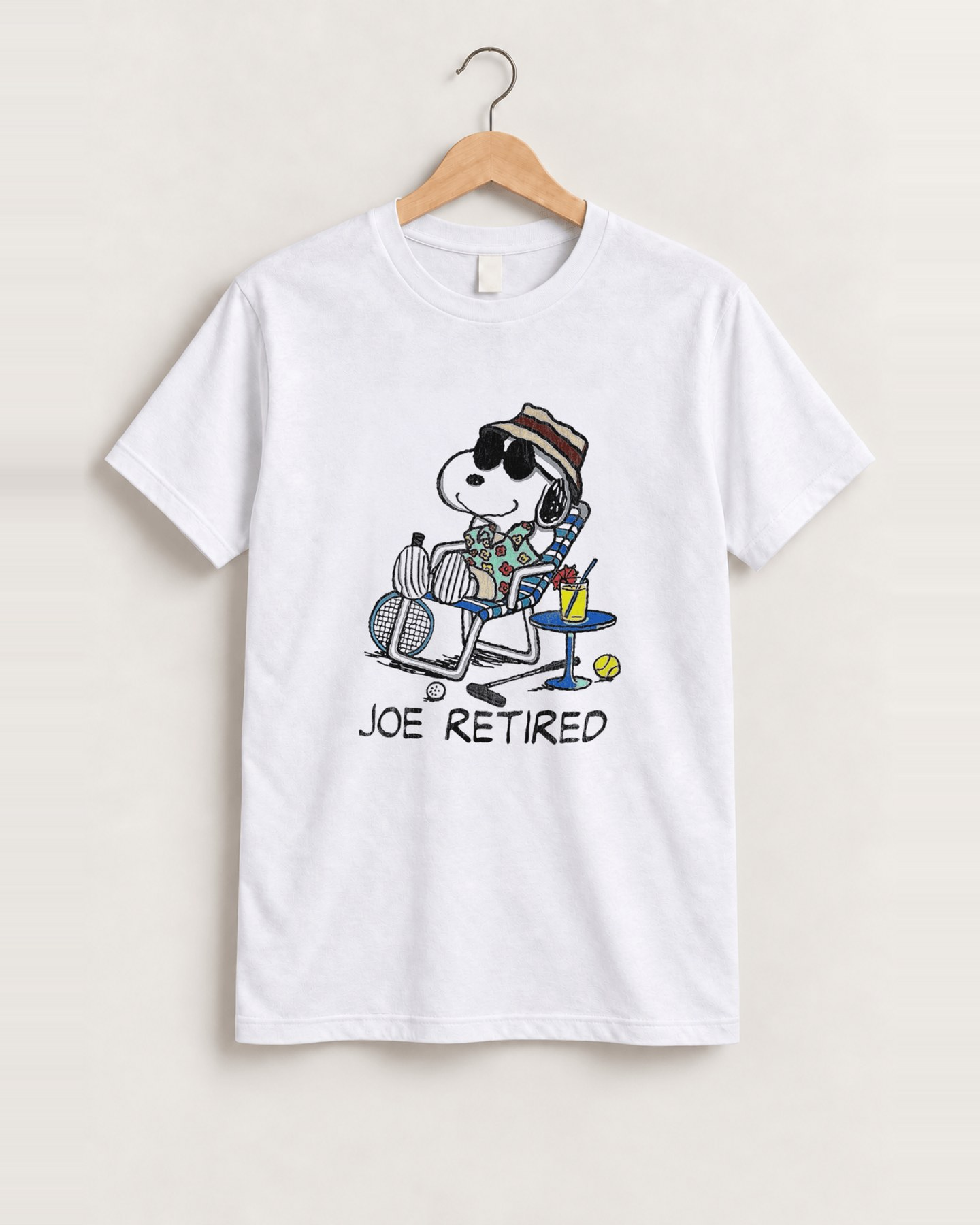 Snoopy joe retired white tee front