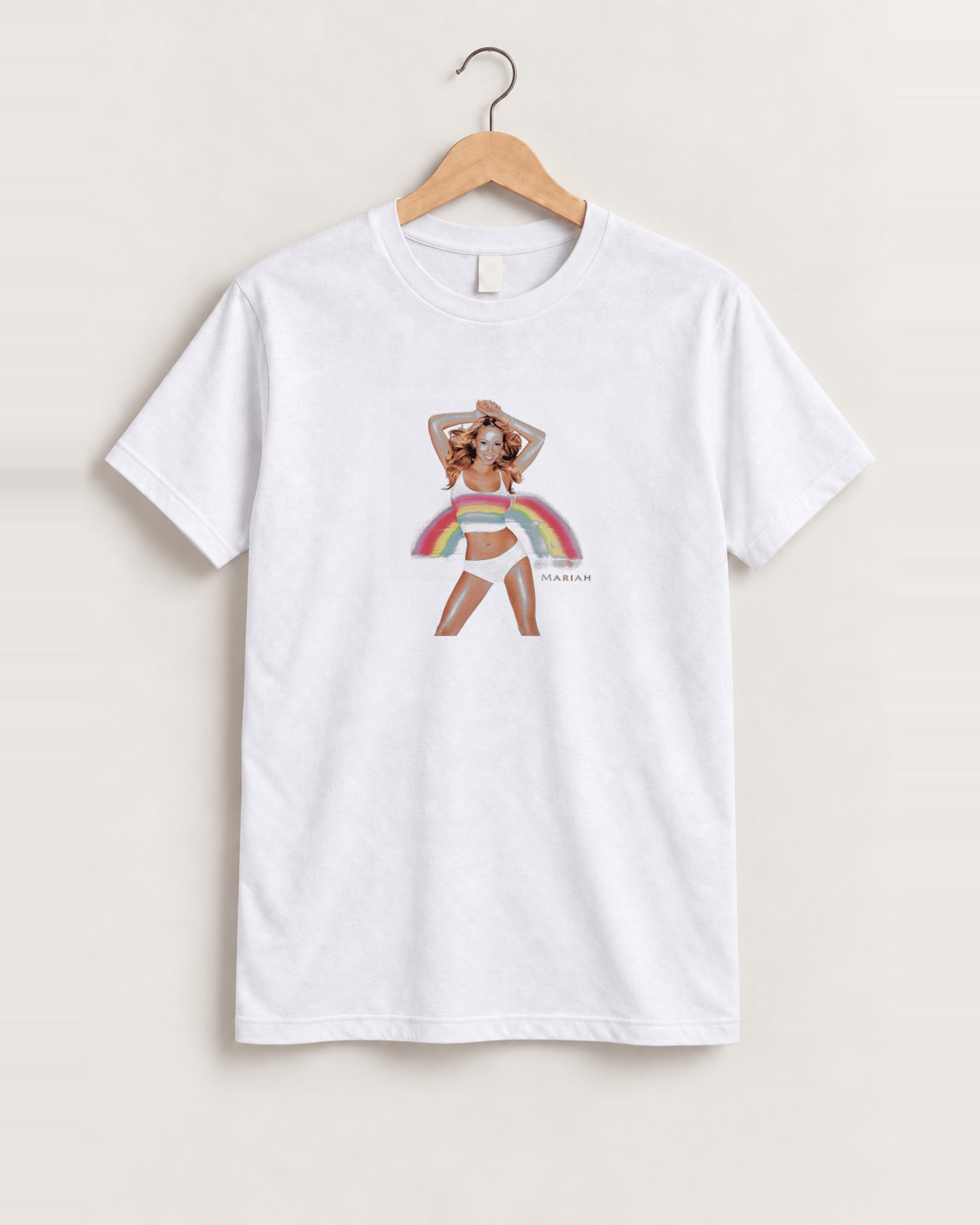 1999 'mariah' rainbow classic white tee front