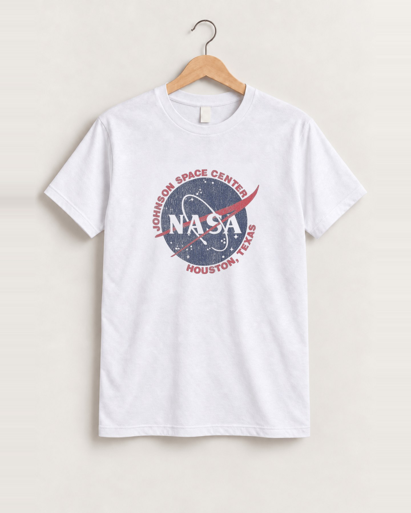 90's nasa vintage white t-shirt front