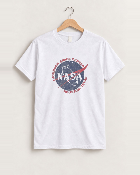 90's nasa vintage white t-shirt front