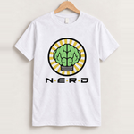 Retro n.e.r.d. '02 merch 'brain logo' white t-shirt front